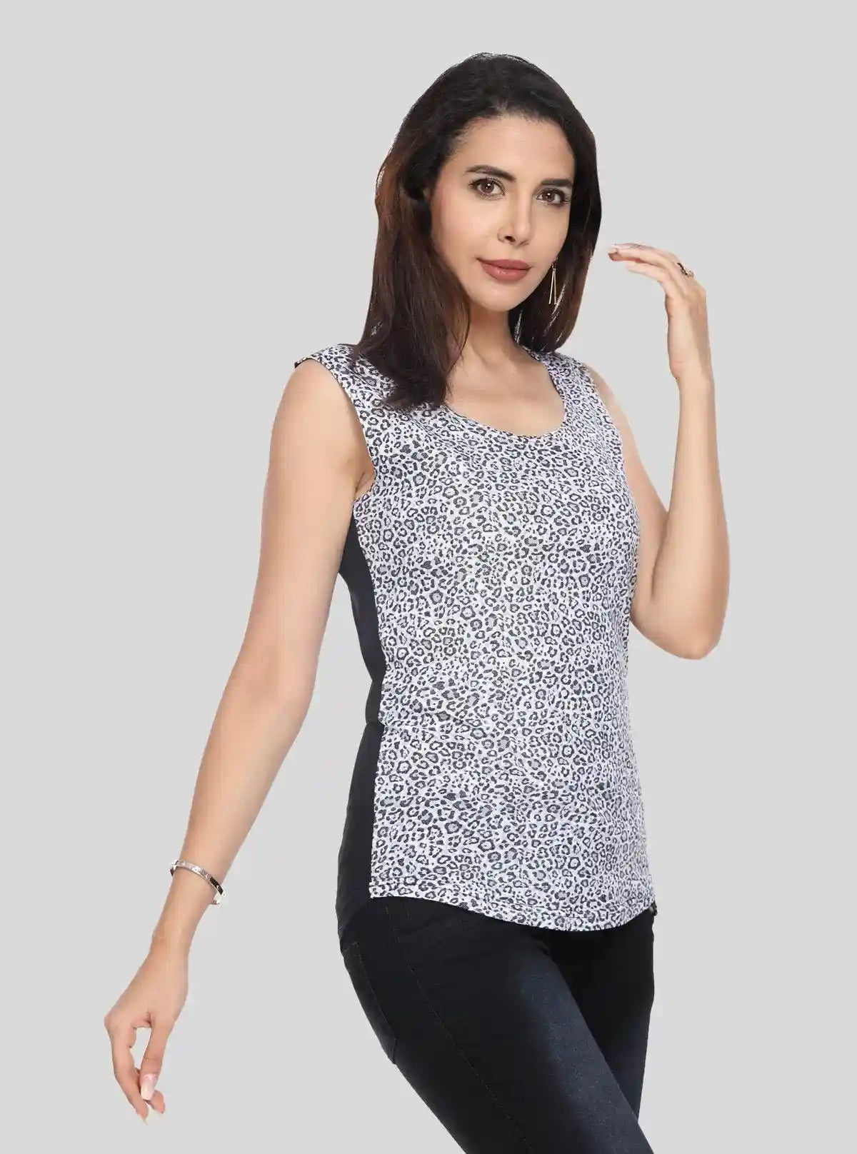 Women’s Sleeveless Black Graphic Cheetah Print Cotton Jersey Top – Boer and Fitch | Buy Online at  Boer and Fitch
