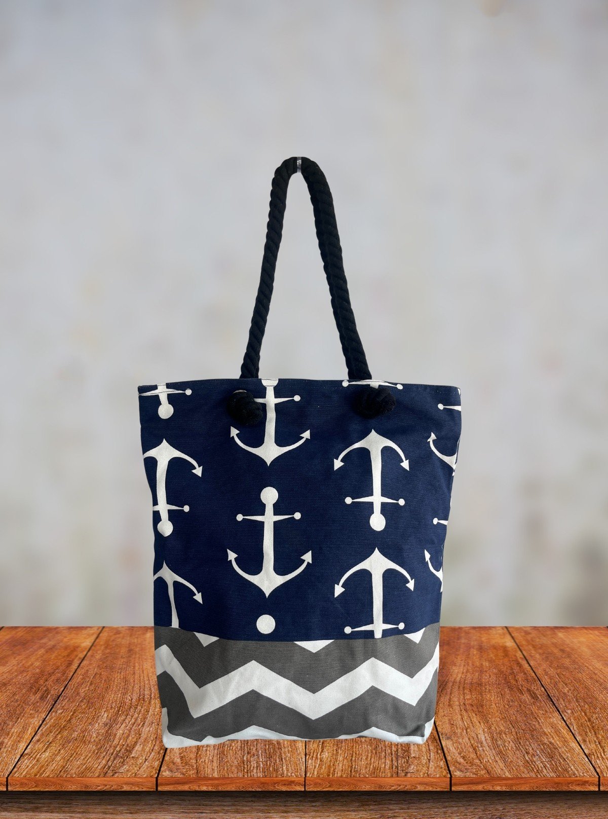 Blue Anchor Canvas Bag – Nautical - Inspired Everyday Tote - Boer and Fitch