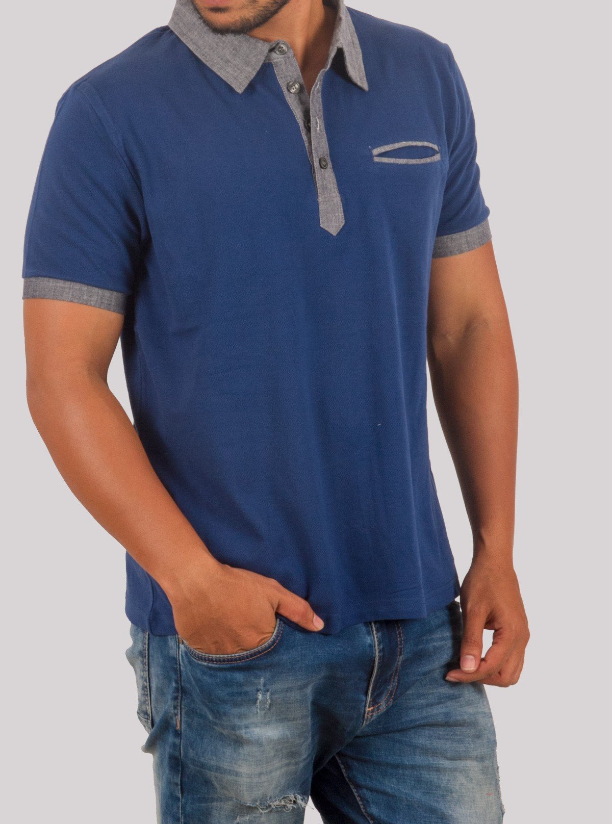 Blue Buttoned Polo T-Shirt for Men – Boer and Fitch - Boer and Fitch