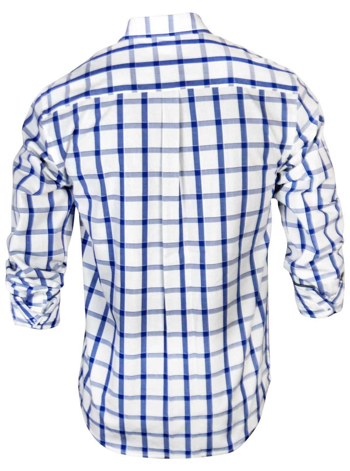 Blue Checked Regular Fit White Shirt for Men – Casual & Smart by Boer and Fitch - Boer and Fitch
