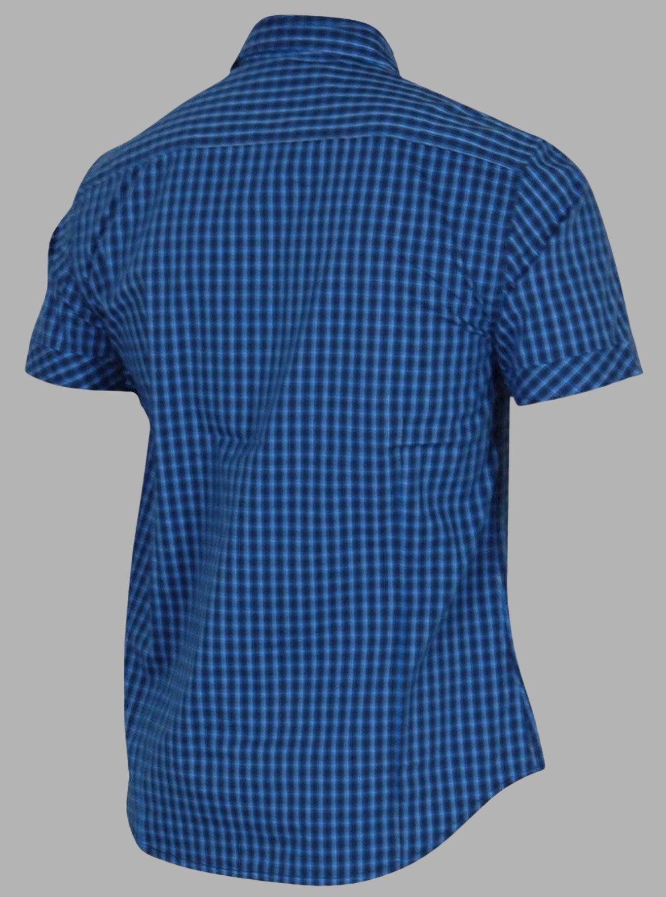 Blue Checked Slim Fit Half Sleeve Shirt for Men – Casual Style by Boer and Fitch - Boer and Fitch