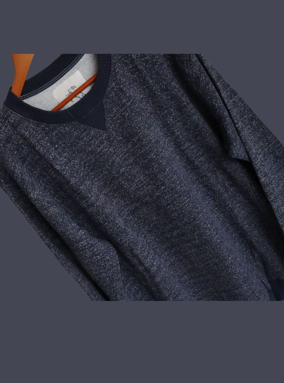 Blue Distress Melange Sweatshirt for Men – Casual Comfort by Boer and Fitch - Boer and Fitch