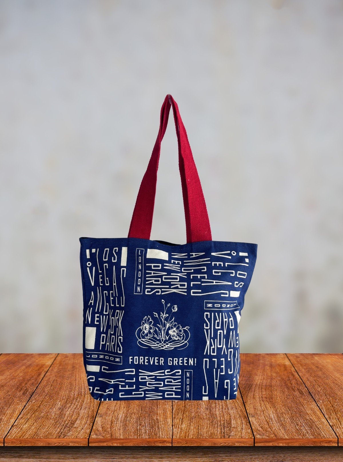 Blue Los Vegas Graphic Printed Bag – Stylish, Spacious & Trendy Carryall - Boer and Fitch