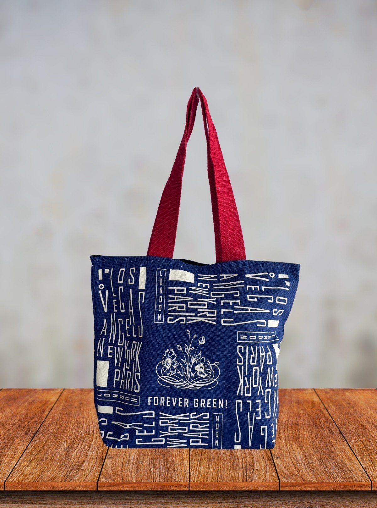 Blue Los Vegas Graphic Printed Bag – Stylish, Spacious & Trendy Carryall - Boer and Fitch