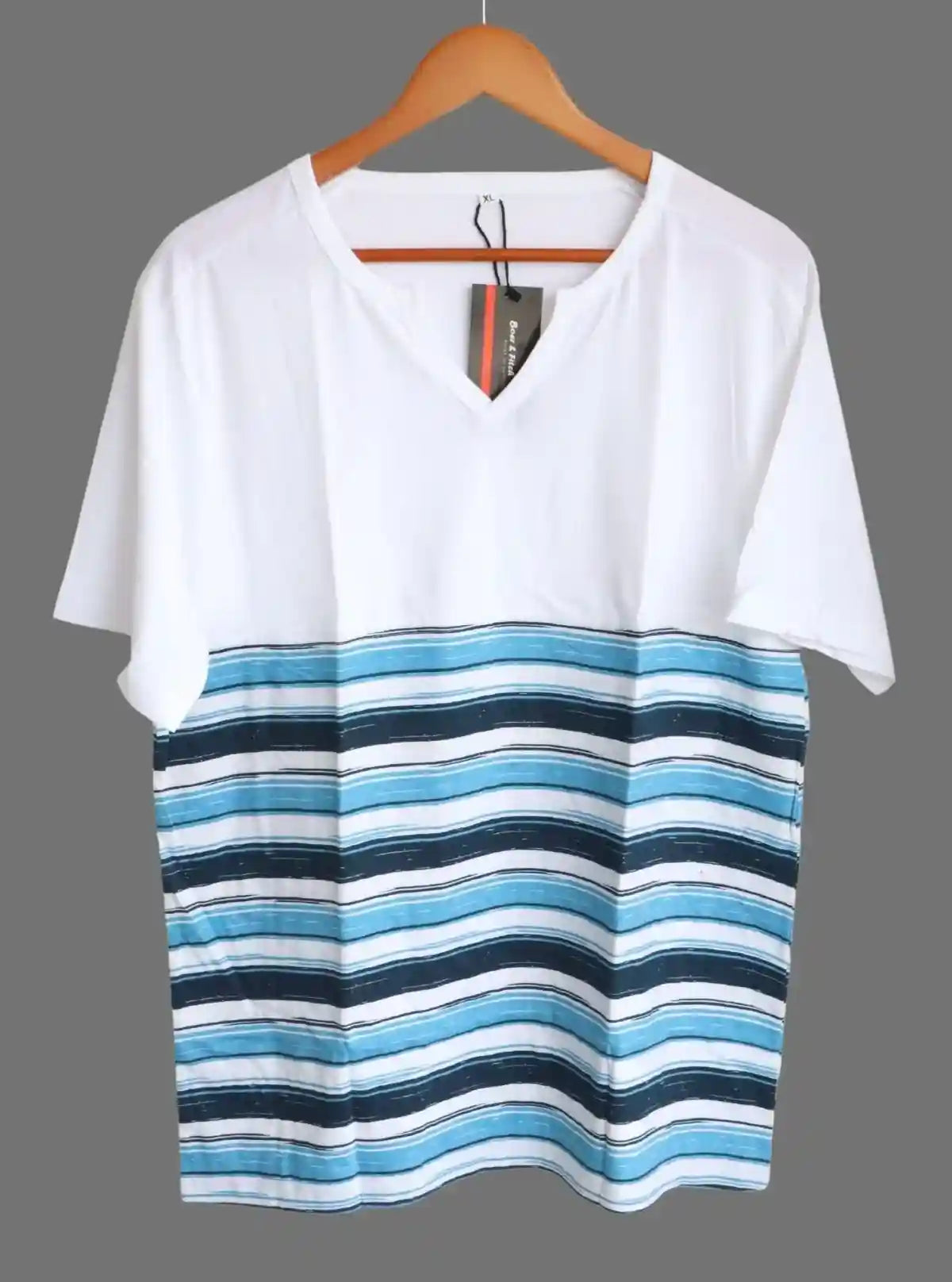 Blue Stripe V-Neck T-Shirt for Men – Casual Style by Boer and Fitch | Buy Online at  Boer and Fitch