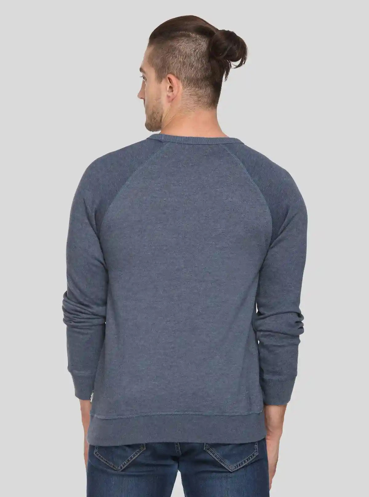 Men’s Blue Melange V-Cut Fleece Sweatshirt – Smart, Soft & Versatile | Buy Online at  Boer and Fitch