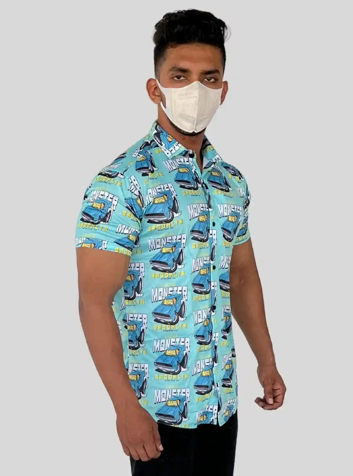 Men’s Blue Shirt with All-Over Car Graphic Print | Boer & Fitch | Buy Online at  Boer and Fitch