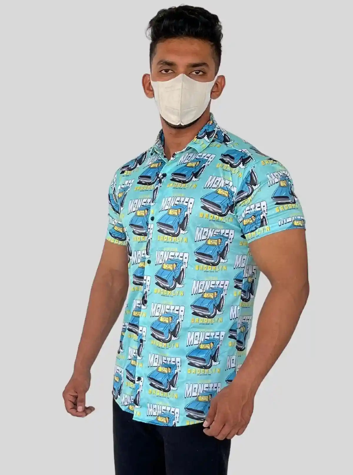 Men’s Blue Shirt with All-Over Car Graphic Print | Boer & Fitch | Buy Online at  Boer and Fitch