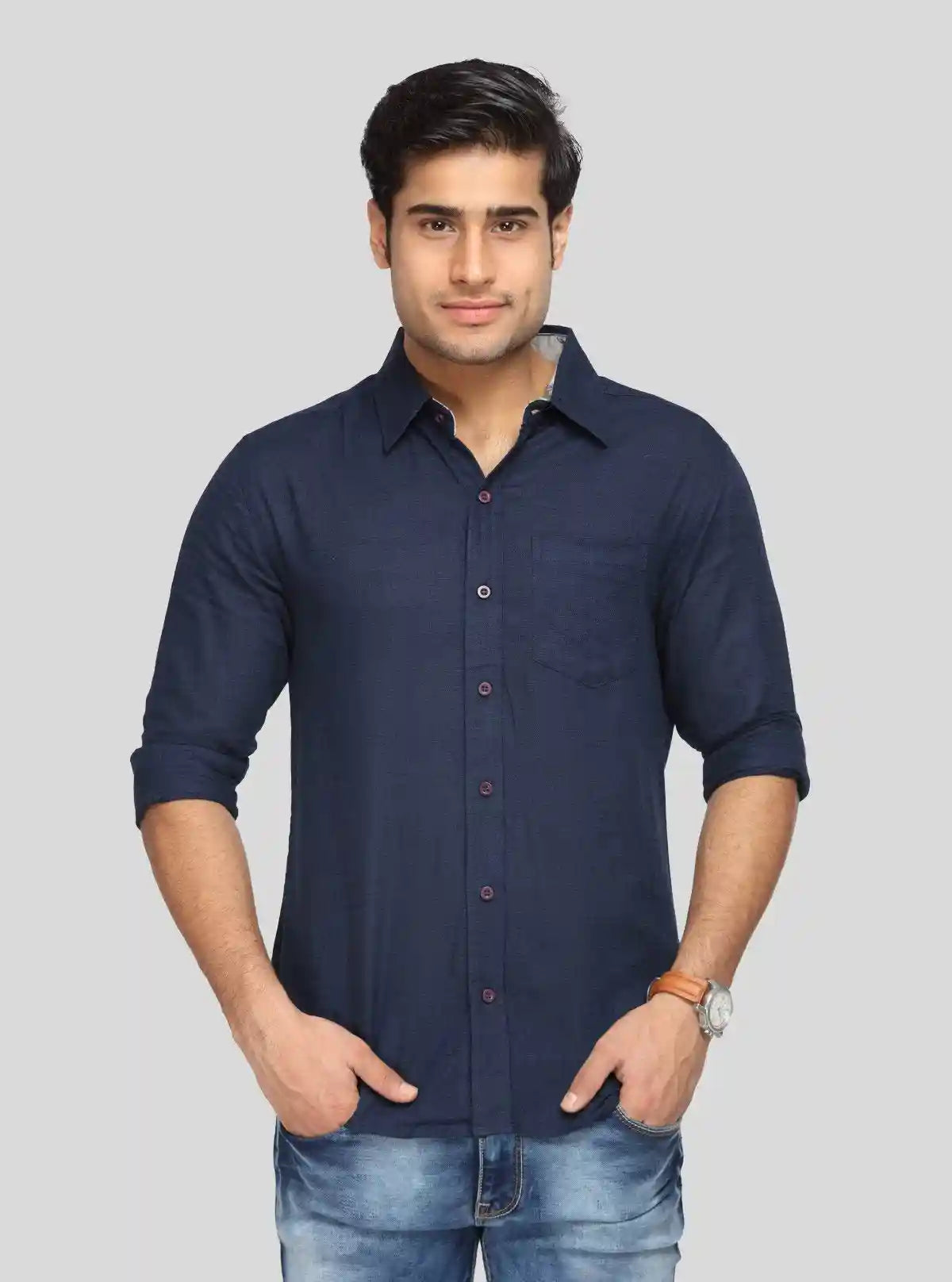 Men’s Stylish Blue Slim Fit Full Sleeve Shirt – Elegant Smart Casual by Boer & Fitch | Buy Online at  Boer and Fitch