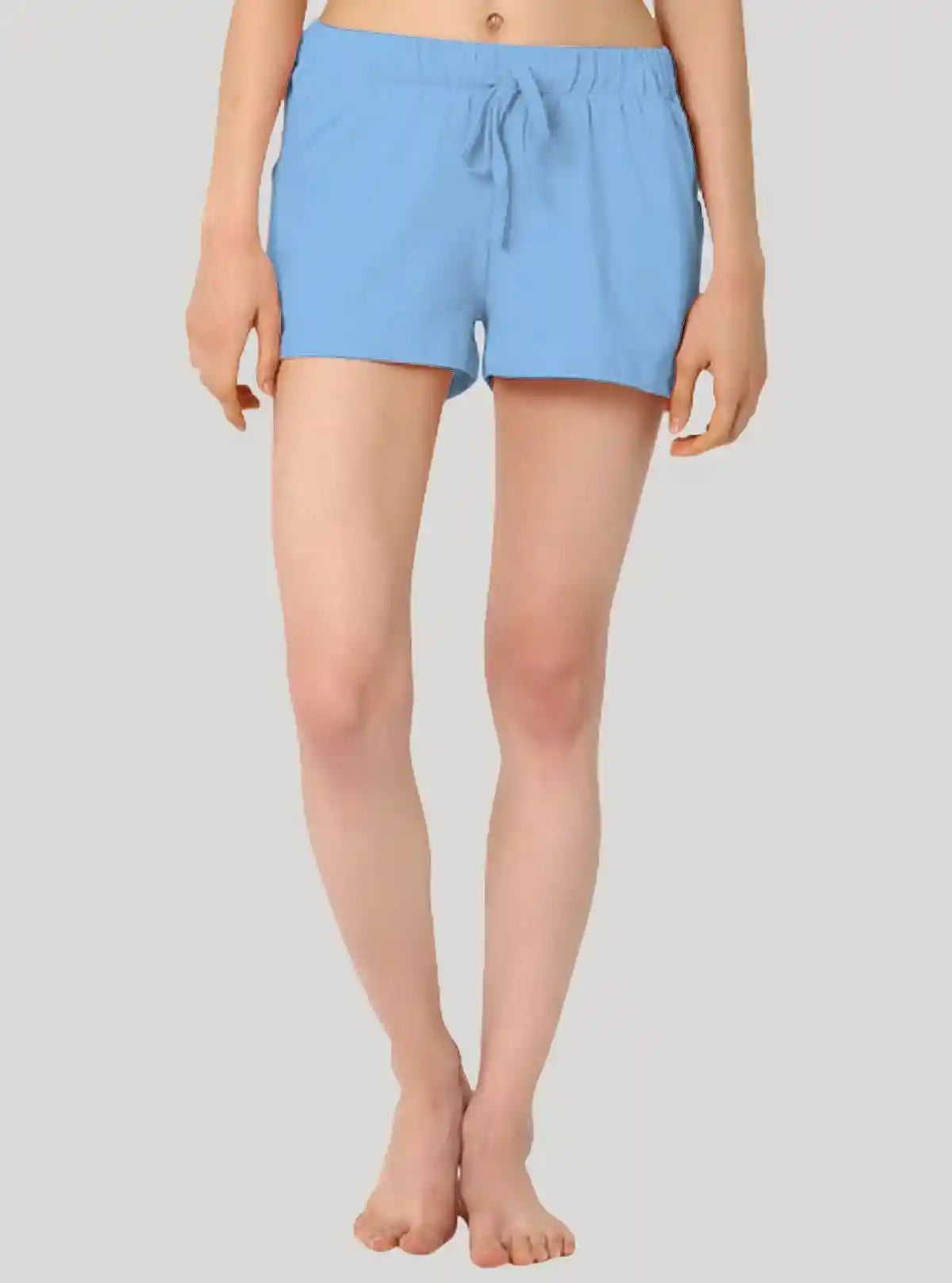 Women’s Light Blue Cotton Shorts – Soft, Cool & Versatile | Boer & Fitch | Buy Online at  Boer and Fitch