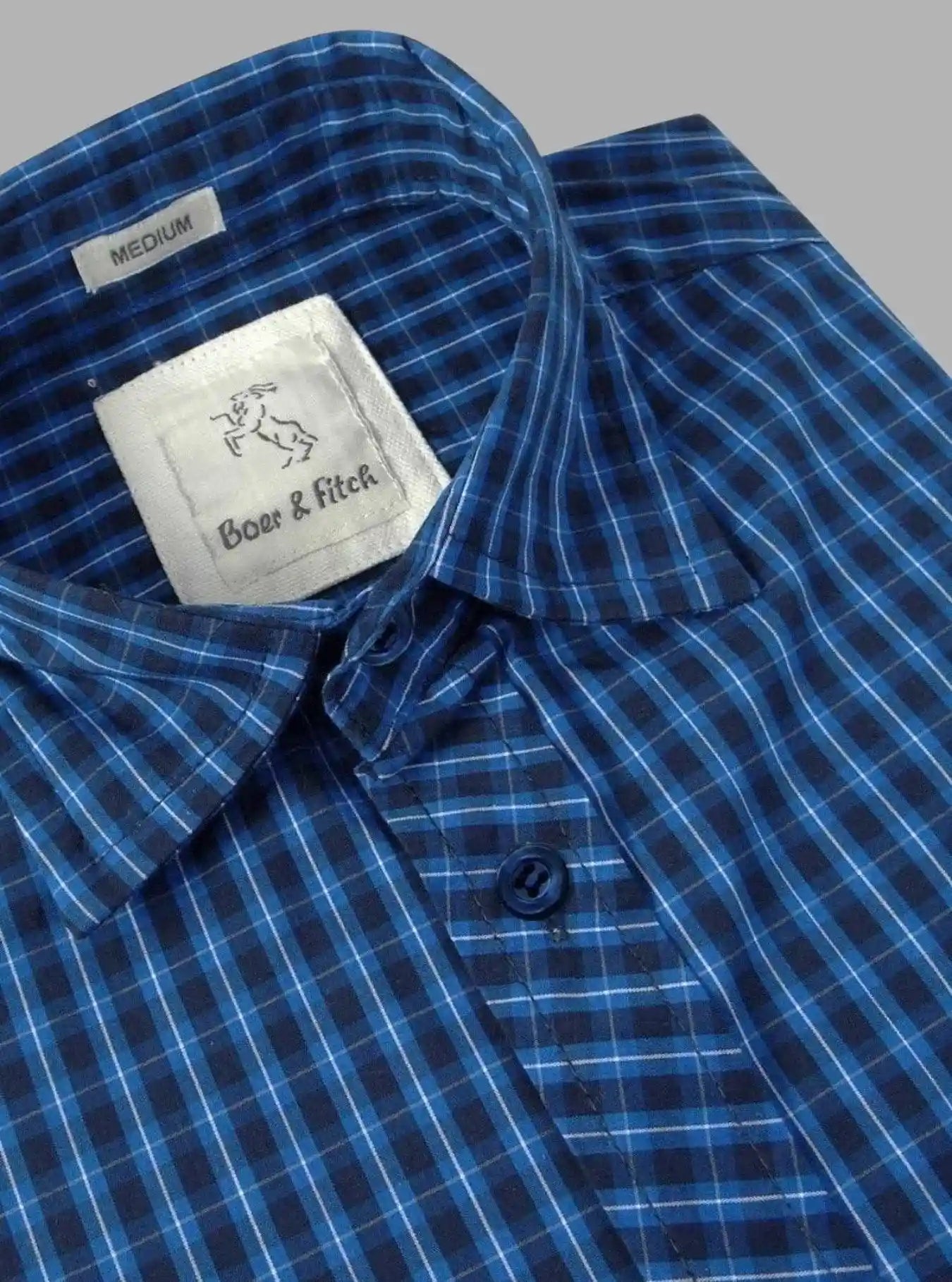 Blue Checked Slim Fit Half Sleeve Shirt for Men – Casual Style by Boer and Fitch | Buy Online at gep32c-qs.myshopify.com