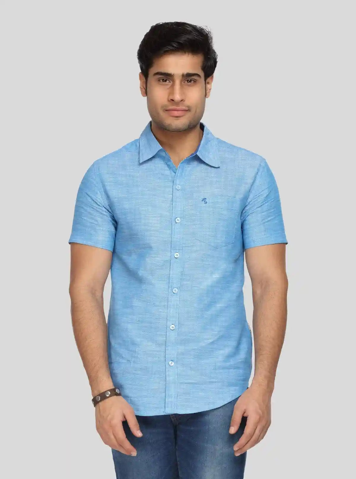 Men’s Aqua Blue Solid Slim Fit Shirt – Modern Elegance by Boer & Fitch | Buy Online at  Boer and Fitch