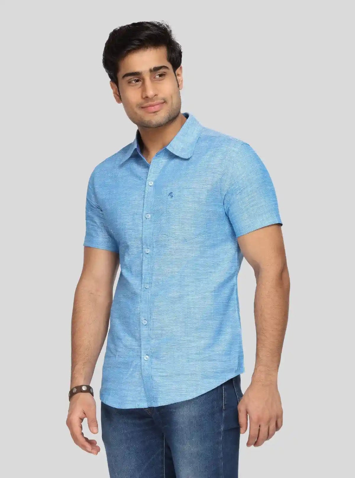 Men’s Aqua Blue Solid Slim Fit Shirt – Modern Elegance by Boer & Fitch | Buy Online at  Boer and Fitch