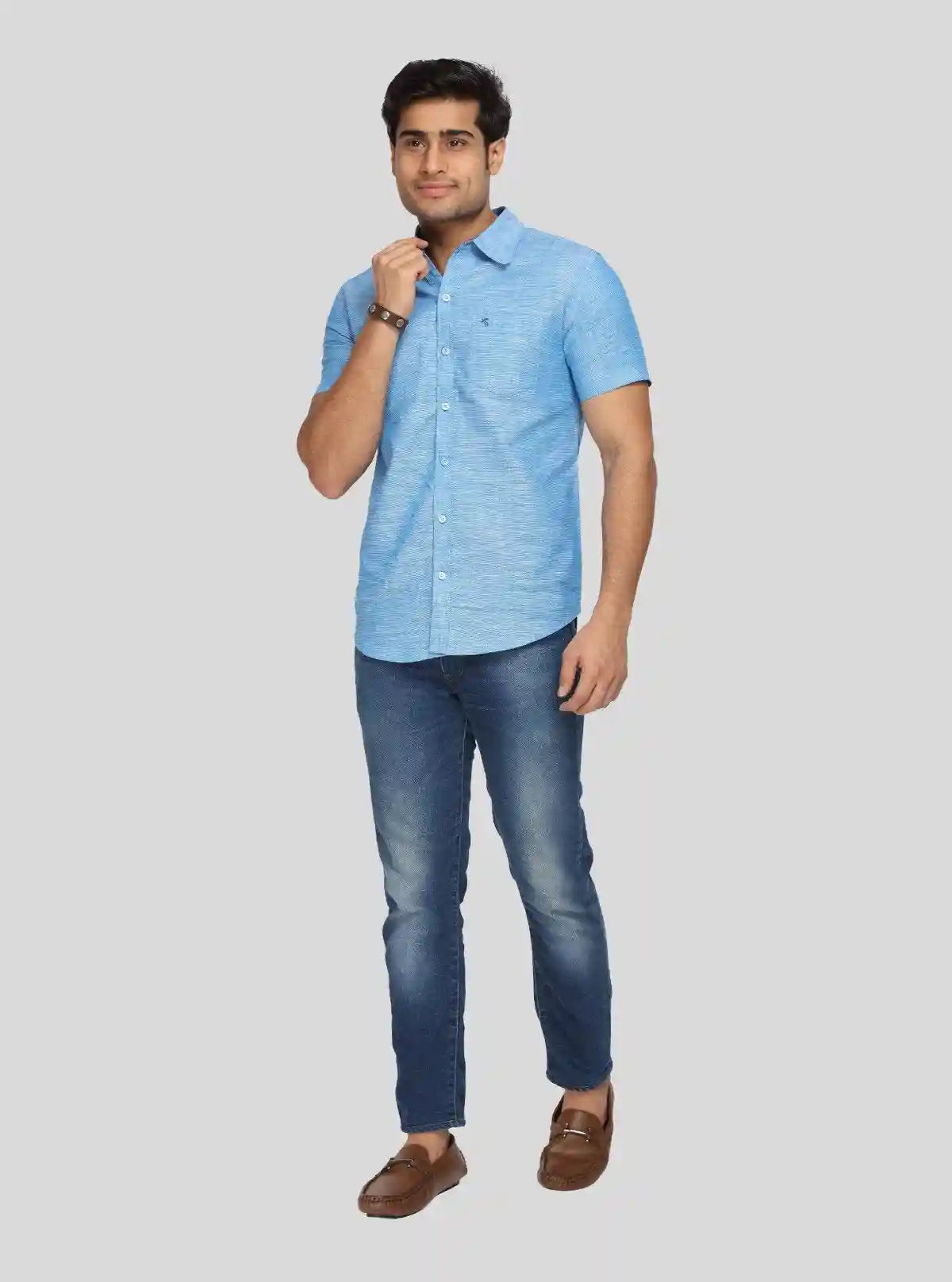 Men’s Aqua Blue Solid Slim Fit Shirt – Modern Elegance by Boer & Fitch | Buy Online at  Boer and Fitch