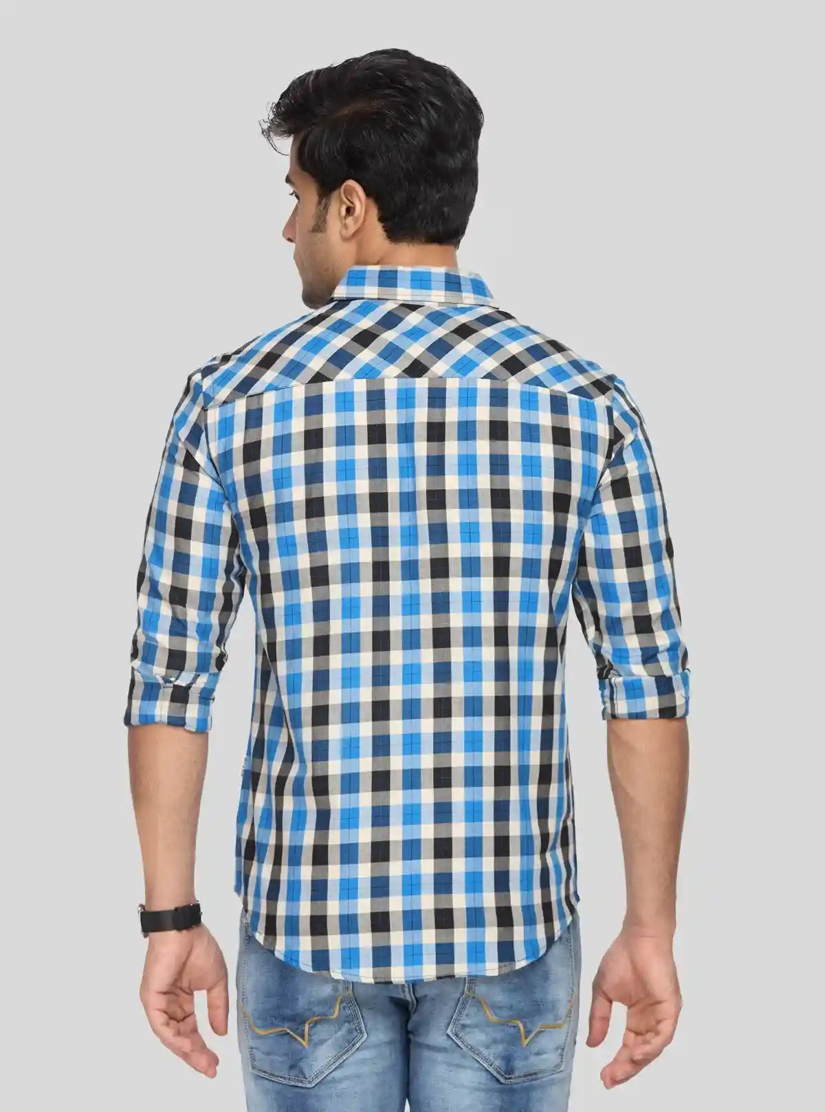 Men’s Blue Checked Full Sleeve Shirt – Classic Pattern, Modern Fit by Boer & Fitch | Buy Online at  Boer and Fitch