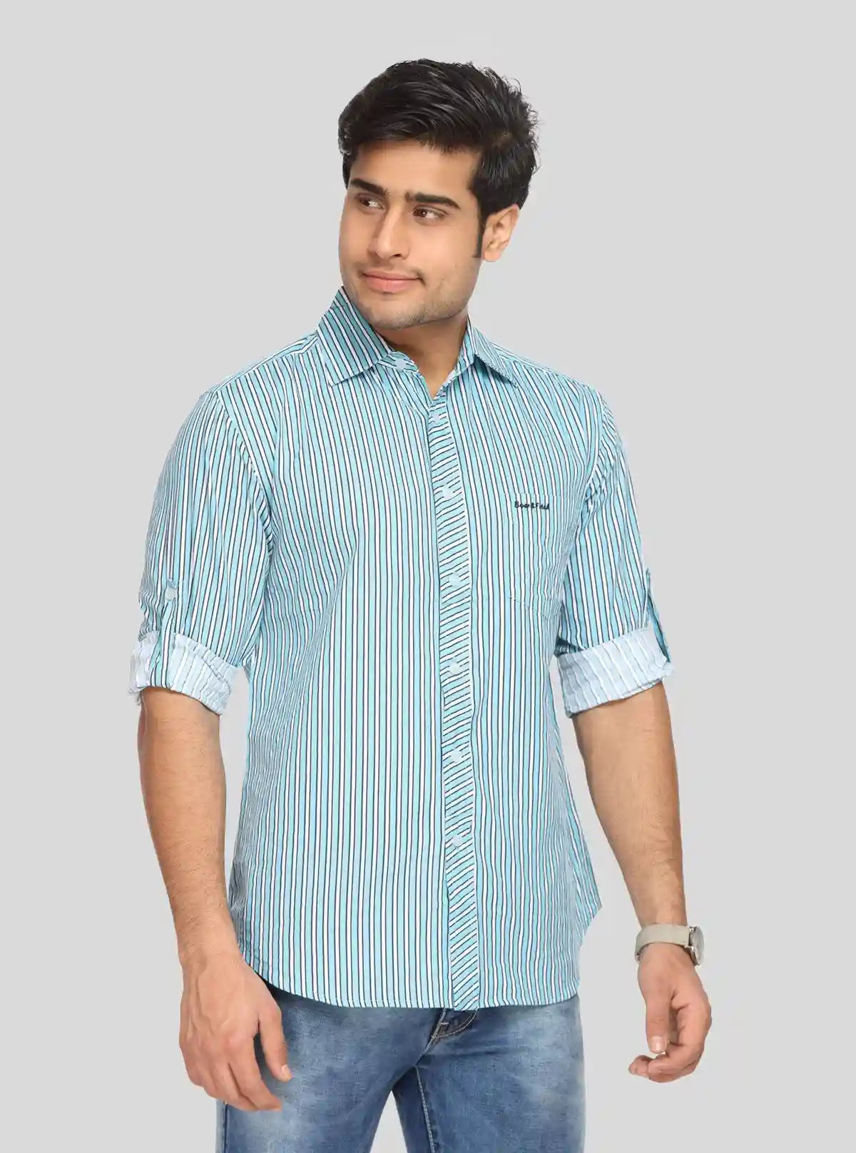 Men's Blue Printed Casual Shirt – Stylish, Lightweight & Weekend-Ready | Buy Online at  Boer and Fitch