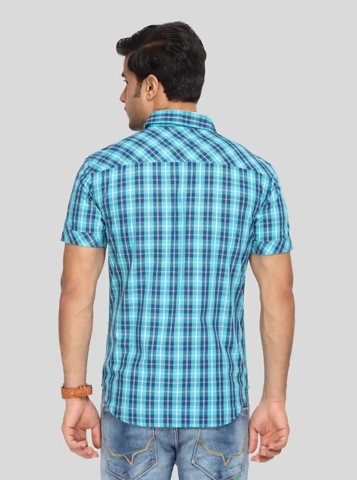 Men's Classic Bright Blue Checked Shirt – Timeless Checks for Everyday Style | Buy Online at gep32c-qs.myshopify.com