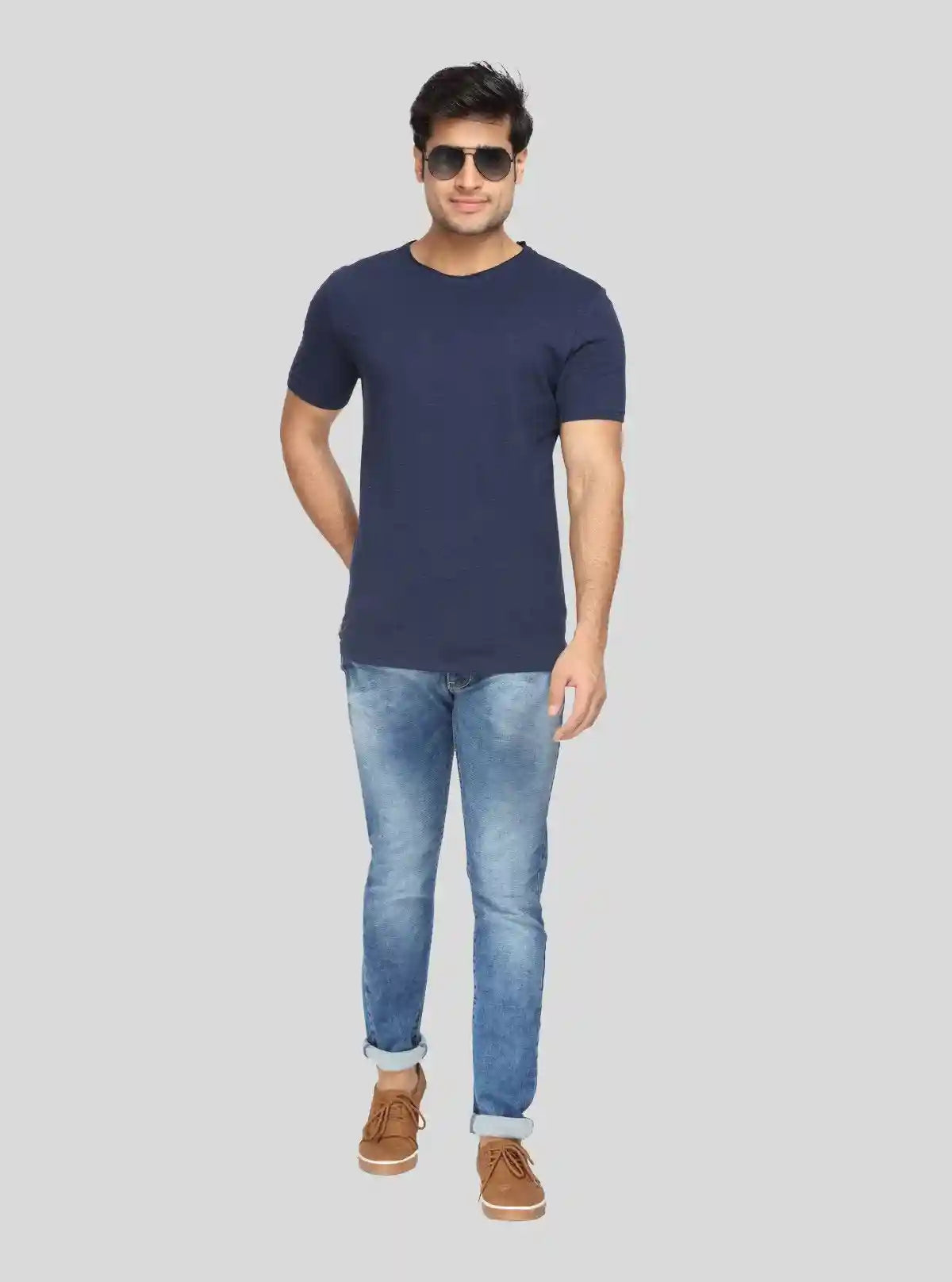 Men's Navy Basic Round Neck T-Shirt – Everyday Classic with a Modern Edge | Buy Online at  Boer and Fitch