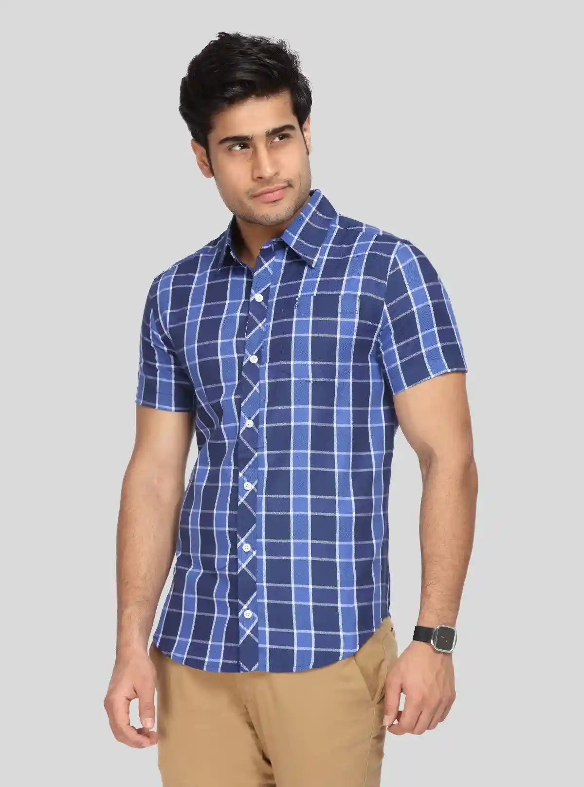 Men’s Navy Checked Shirt – Timeless Smart Casual Shirt by Boer & Fitch | Buy Online at  Boer and Fitch