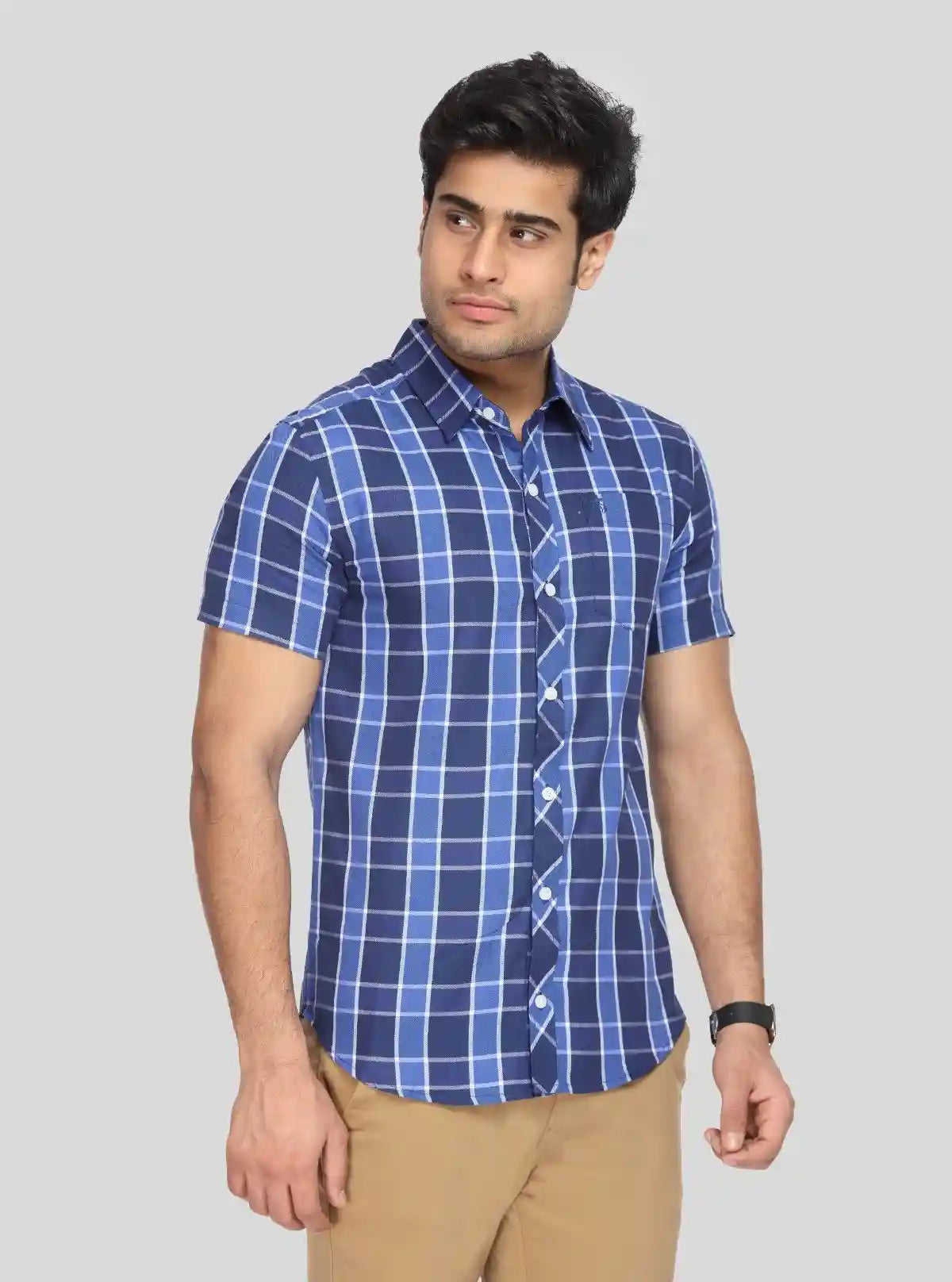 Men’s Navy Checked Shirt – Timeless Smart Casual Shirt by Boer & Fitch | Buy Online at  Boer and Fitch