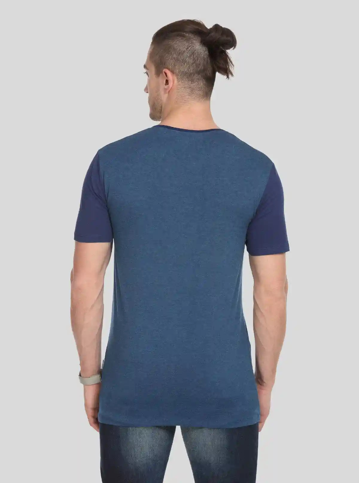 Men’s Navy Contrast Sleeve T-Shirt with Patch Pocket – Smart Casual Wear | Buy Online at  Boer and Fitch