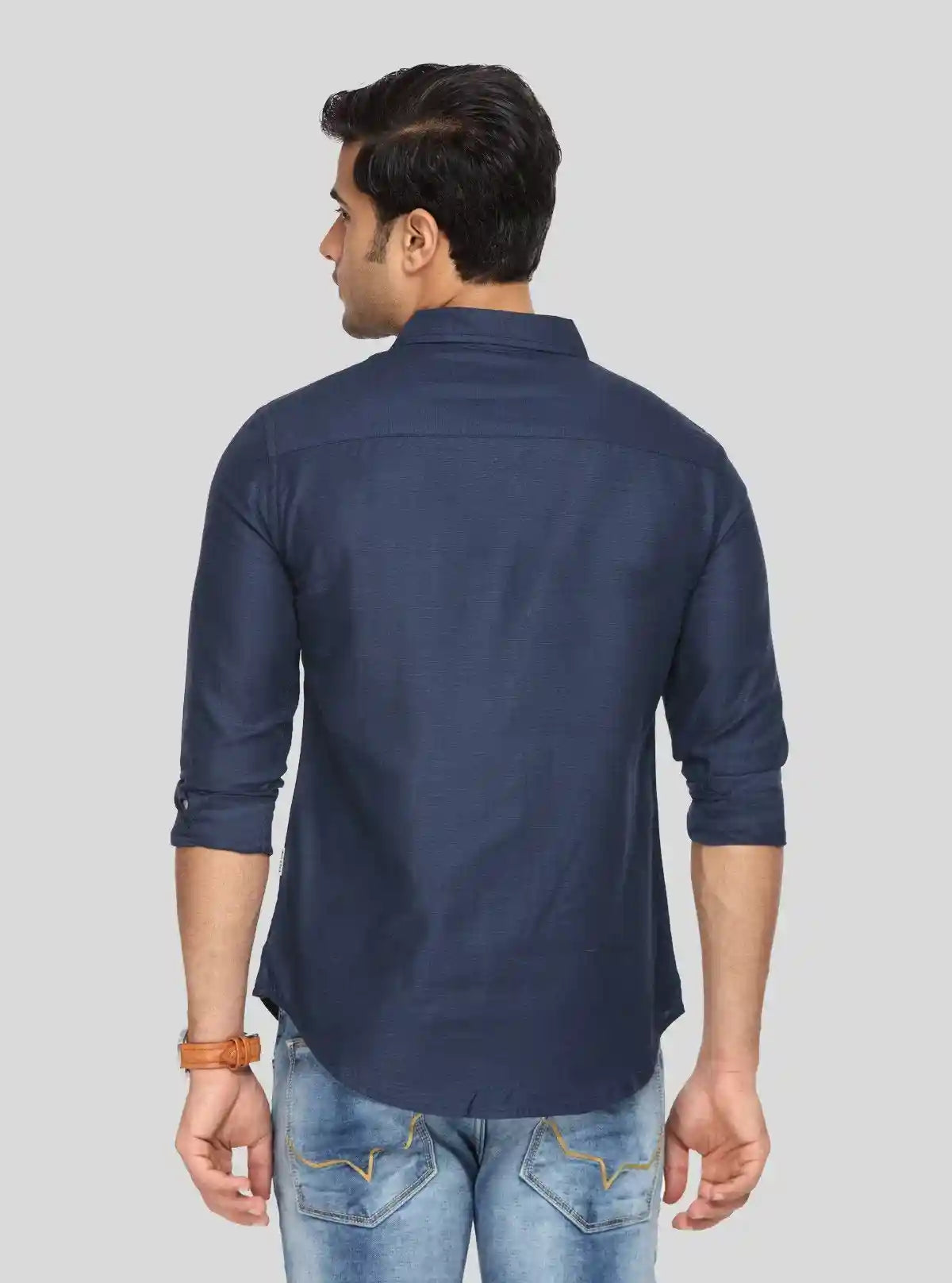 Men’s Navy Soft Textured Slim Fit Full Sleeve Shirt – Premium Casualwear by Boer & Fitch | Buy Online at  Boer and Fitch