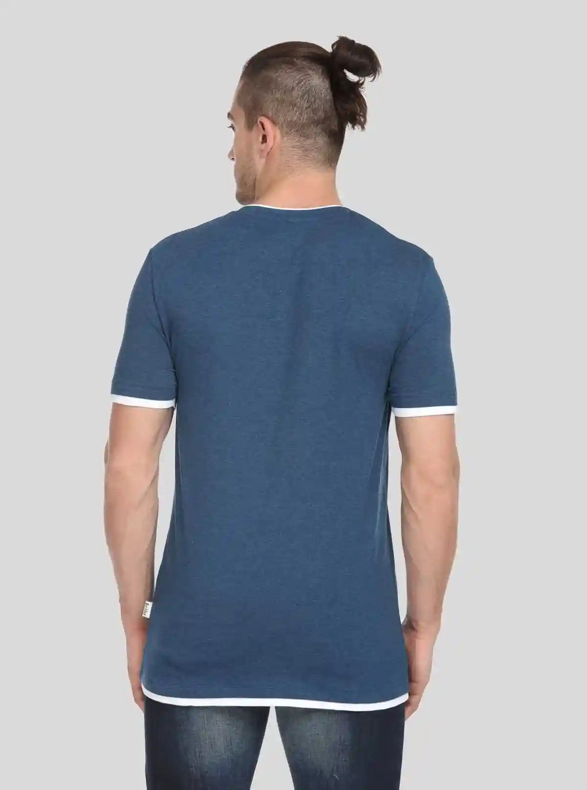 Printed V Neck Navy T Shirt | Buy Online at  Boer and Fitch