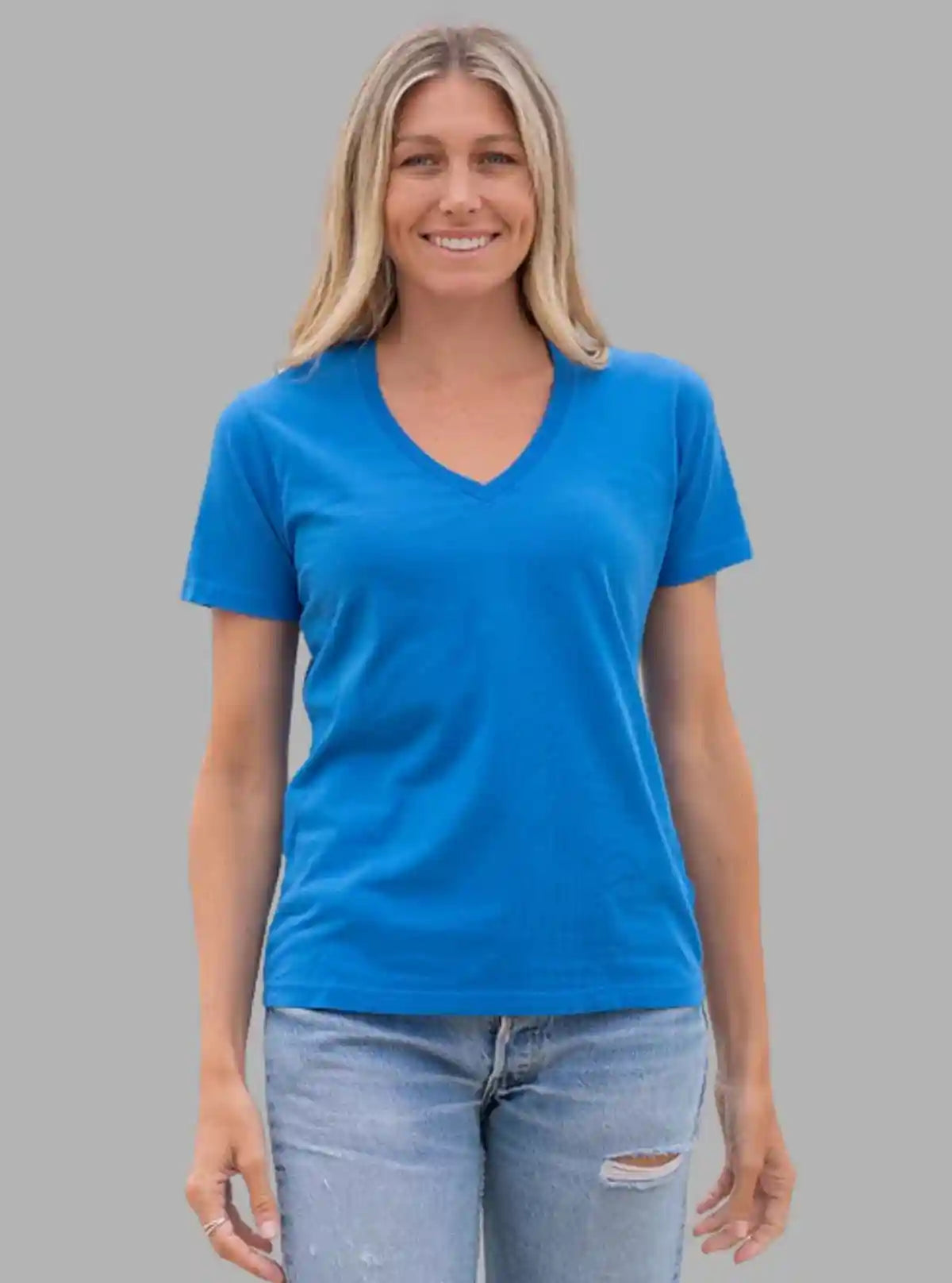 Women’s Blue Bay V-Neck Short Sleeve Cotton Jersey T-Shirt by Boer and Fitch | Buy Online at  Boer and Fitch