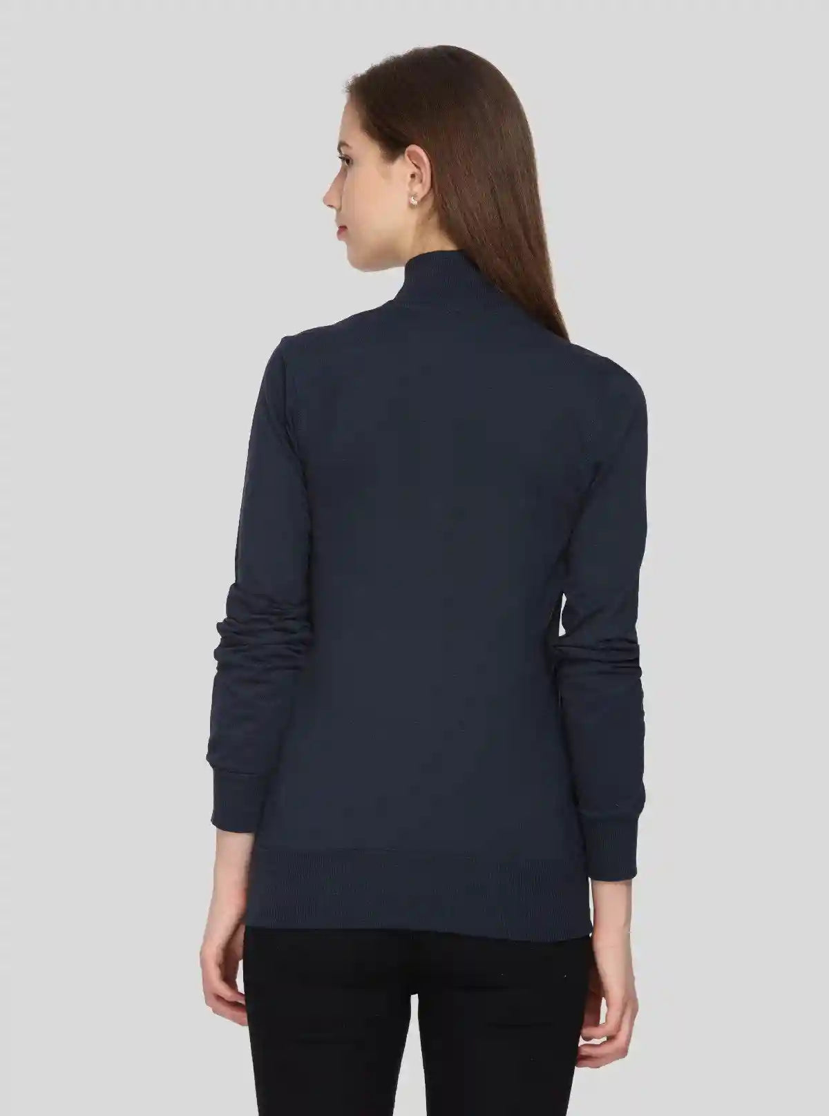 Women’s Blue Full Sleeve Cotton Fleece Zipper Sweatshirt by Boer & Fitch | Buy Online at  Boer and Fitch