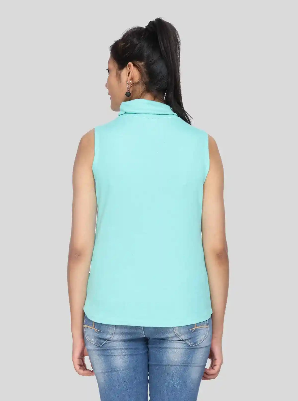 Women’s Blue Roll On Neck Sleeveless Top – Boer and Fitch | Buy Online at  Boer and Fitch