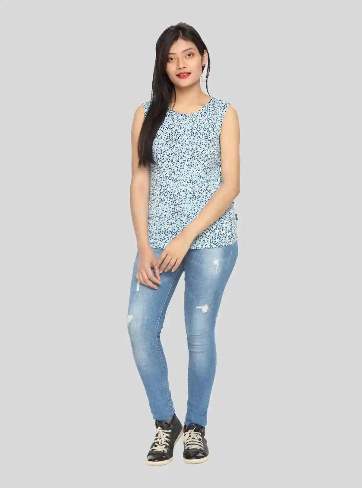 Women’s Blue Textured Sleeveless Top – Stylish & Comfortable by Boer and Fitch | Buy Online at  Boer and Fitch