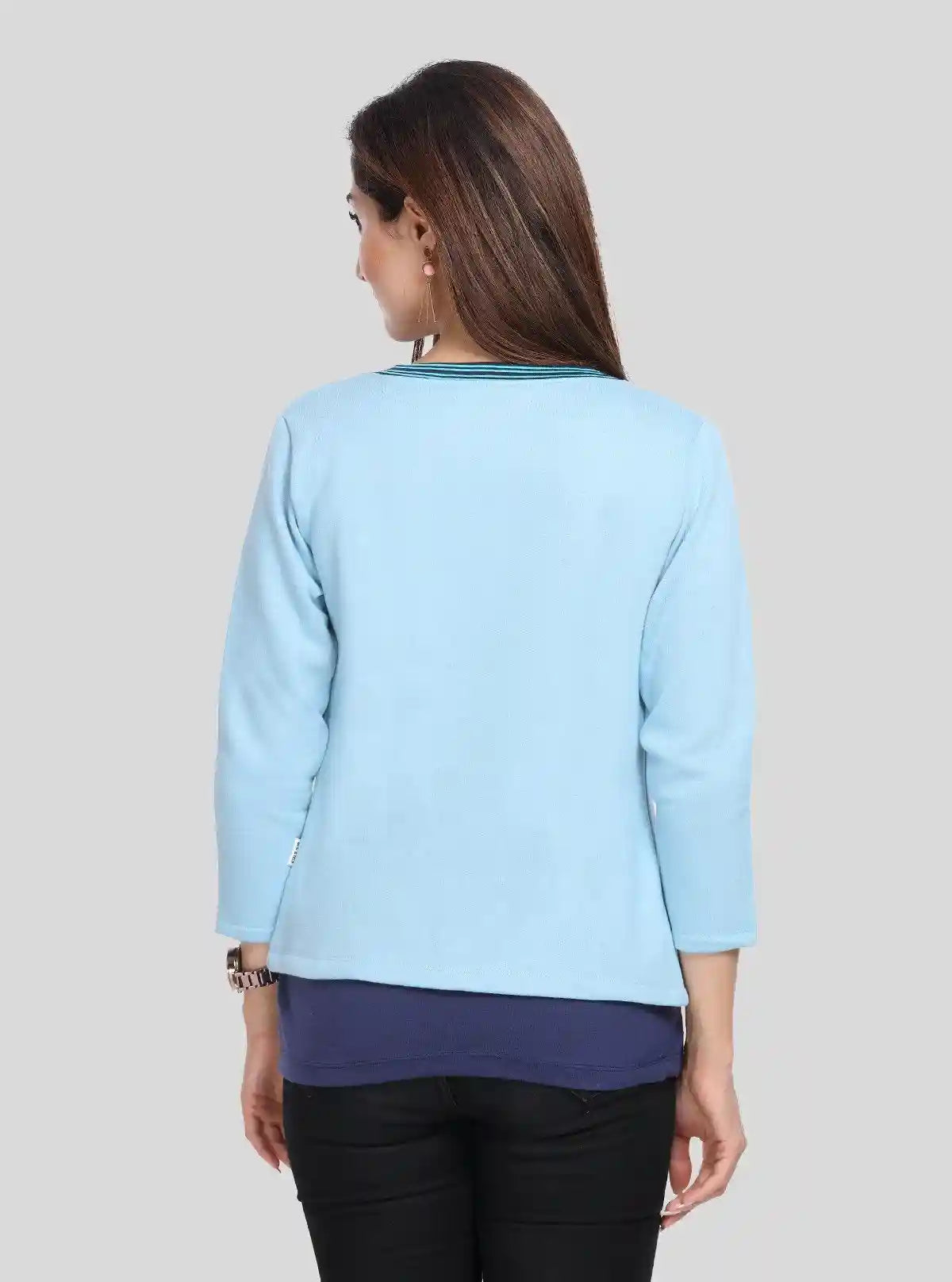 Women's Light Blue Cotton Shrug with Navy Striped Inner Top Set – Boer and Fitch | Buy Online at  Boer and Fitch
