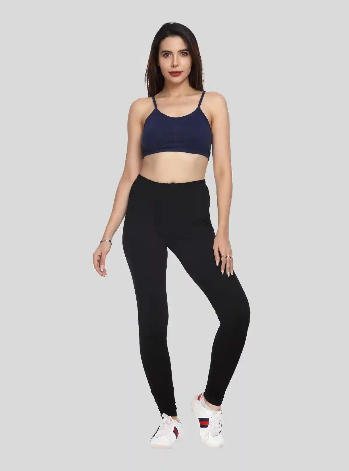Women’s Navy Sports Bra with Straps – Stretch Cotton Jersey Active Fit | Buy Online at  Boer and Fitch