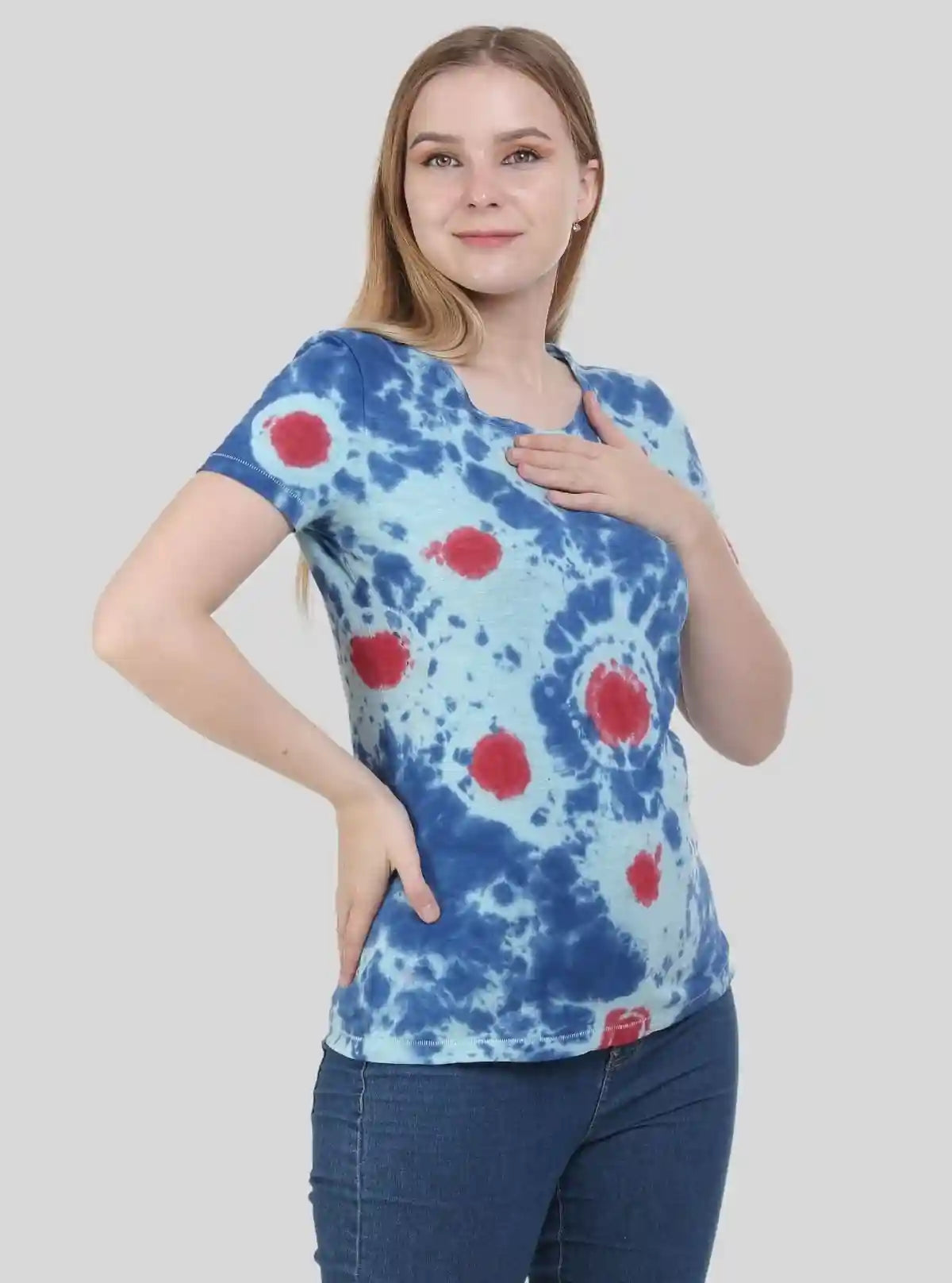 Women's Red Dot Tie and Dye Crew Neck Cotton Jersey Short Sleeve T-Shirt by Boer and Fitch from Boer and Fitch | Buy Online at gep32c-qs.myshopify.com