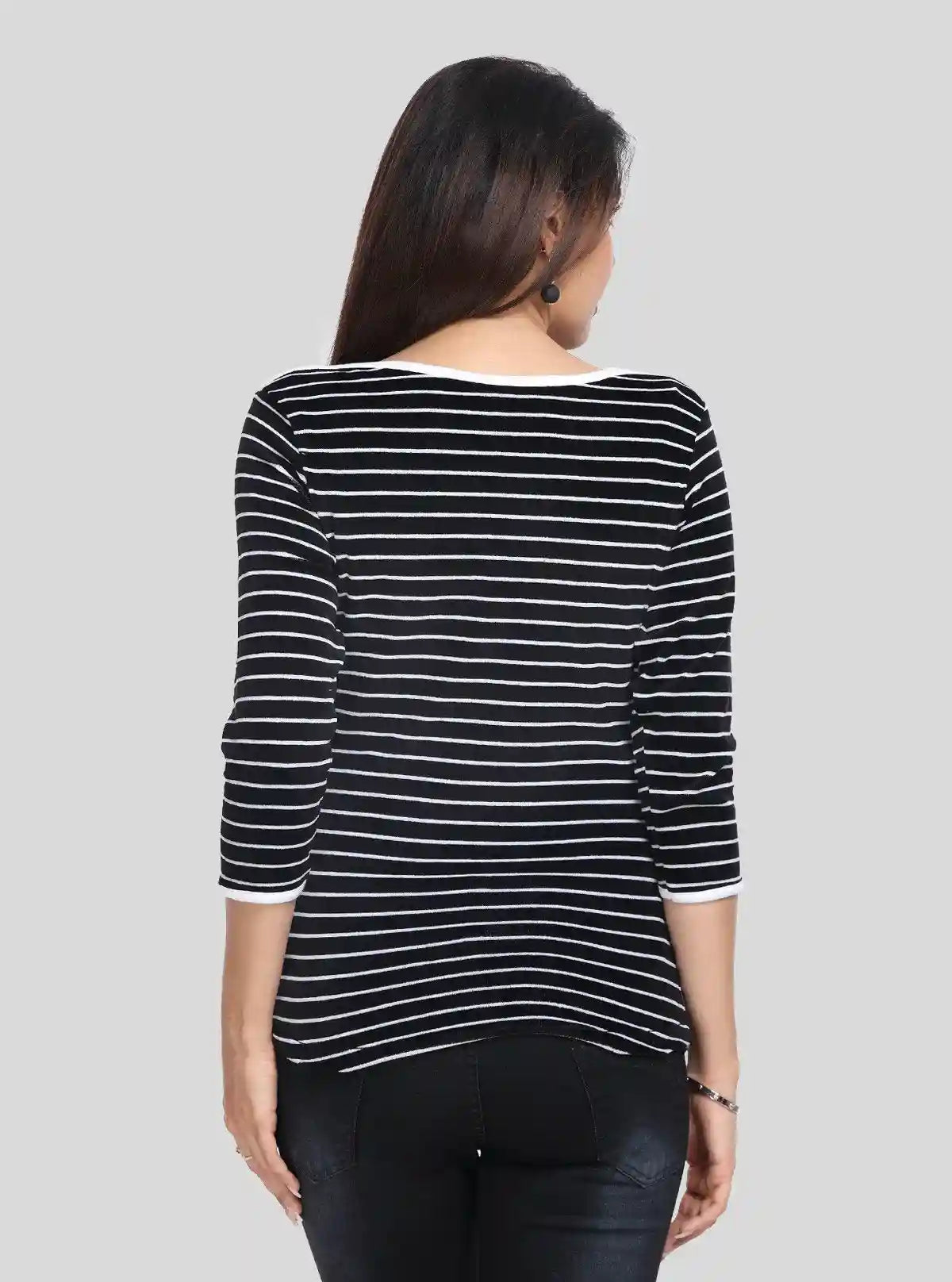 Women’s Segments Navy Stripe Velour Sweat Top in Cotton-Poly Blend | Buy Online at  Boer and Fitch