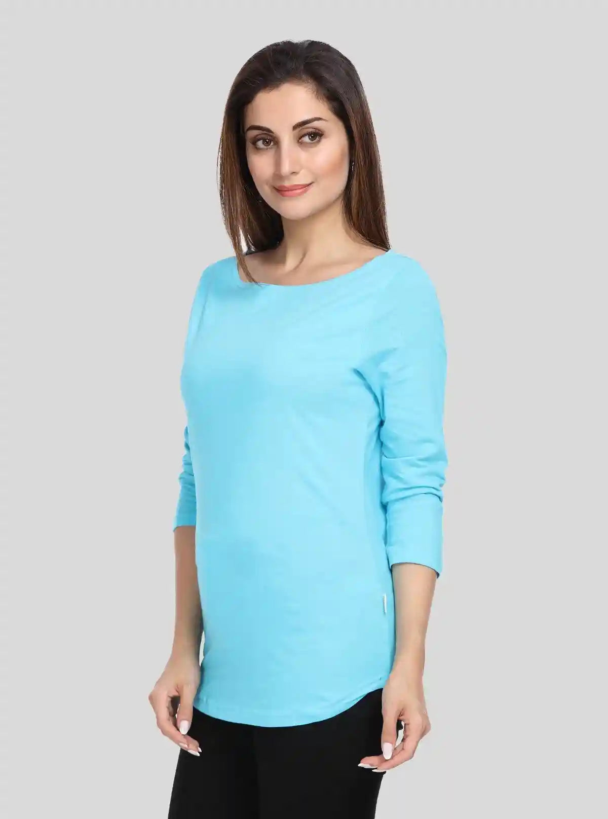 Women's Solid Pastel Blue Top – Minimal Chic with Soft Comfort | Buy Online at  Boer and Fitch