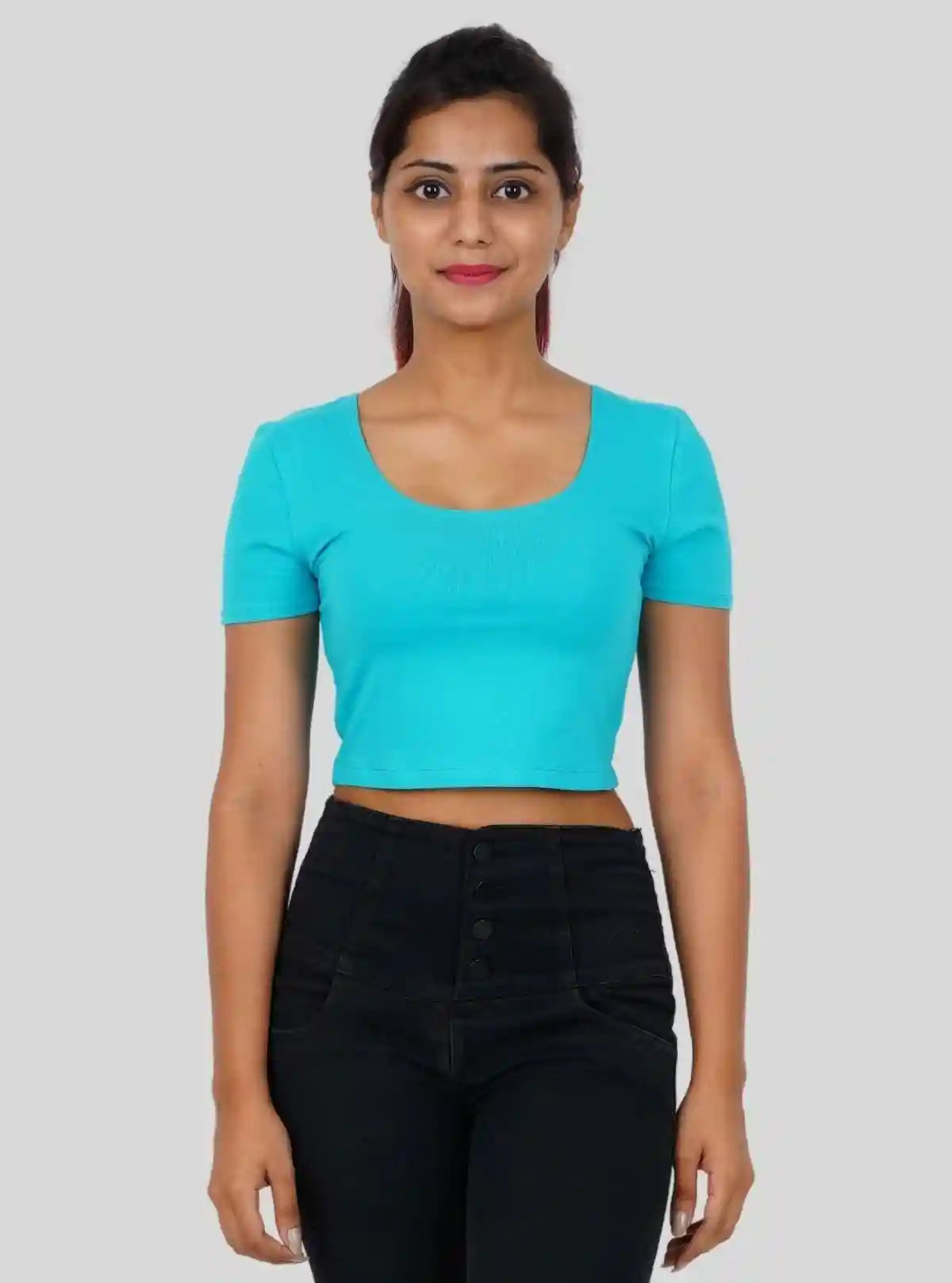 Women's Turquoise Cotton Jersey Crop Top – Soft, Stylish & Breathable | Buy Online at  Boer and Fitch