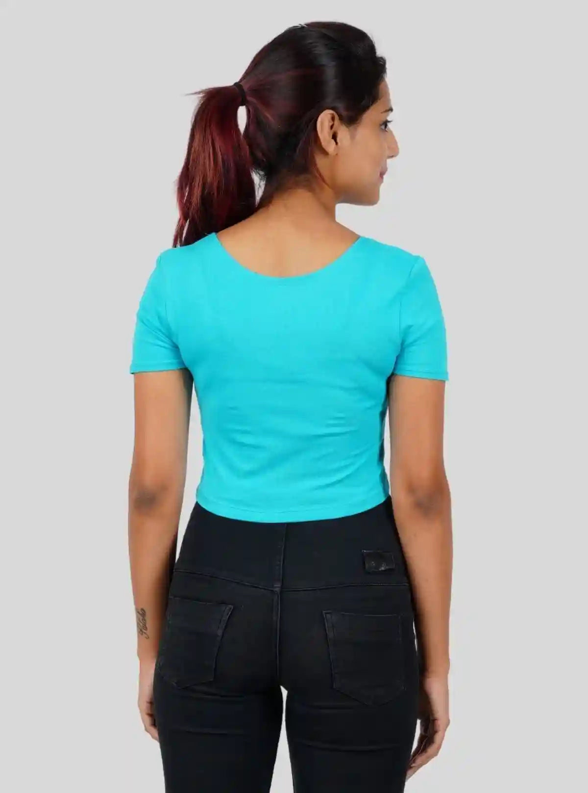 Women's Turquoise Cotton Jersey Crop Top – Soft, Stylish & Breathable | Buy Online at  Boer and Fitch
