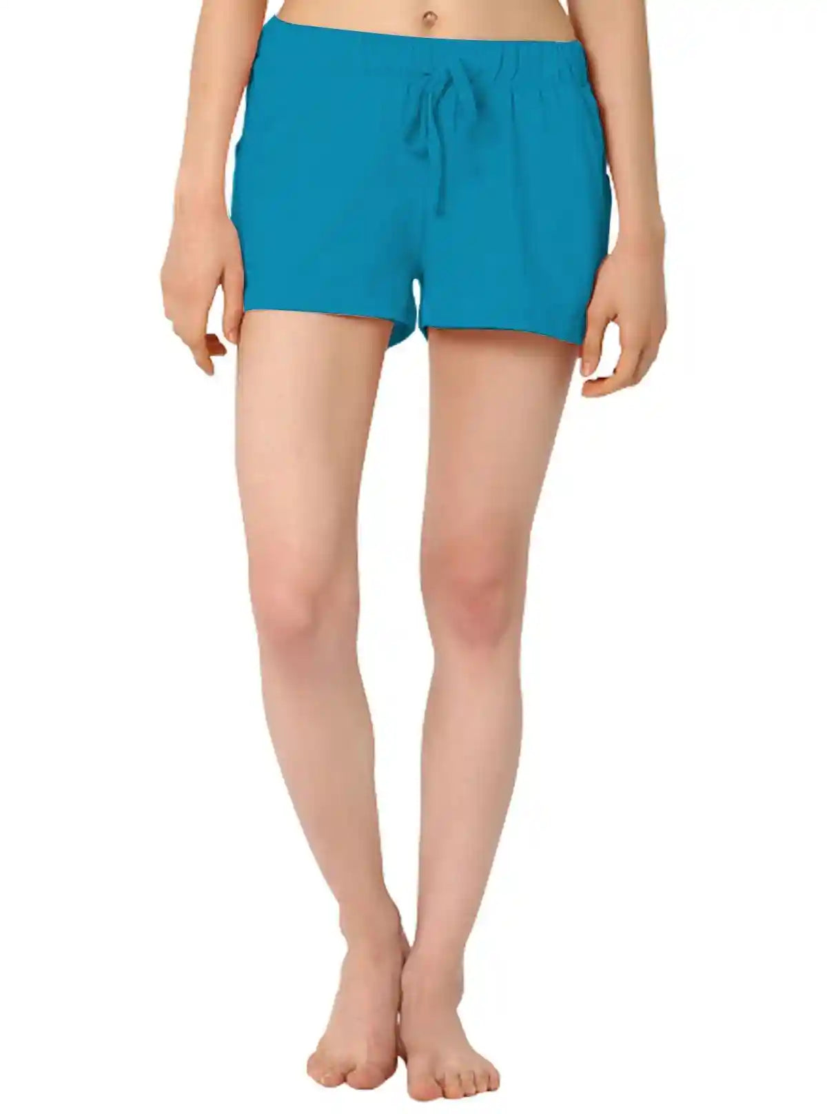 Women’s Turquoise Cotton Jersey Shorts – Fresh, Soft & All-Day Comfort | Buy Online at  Boer and Fitch