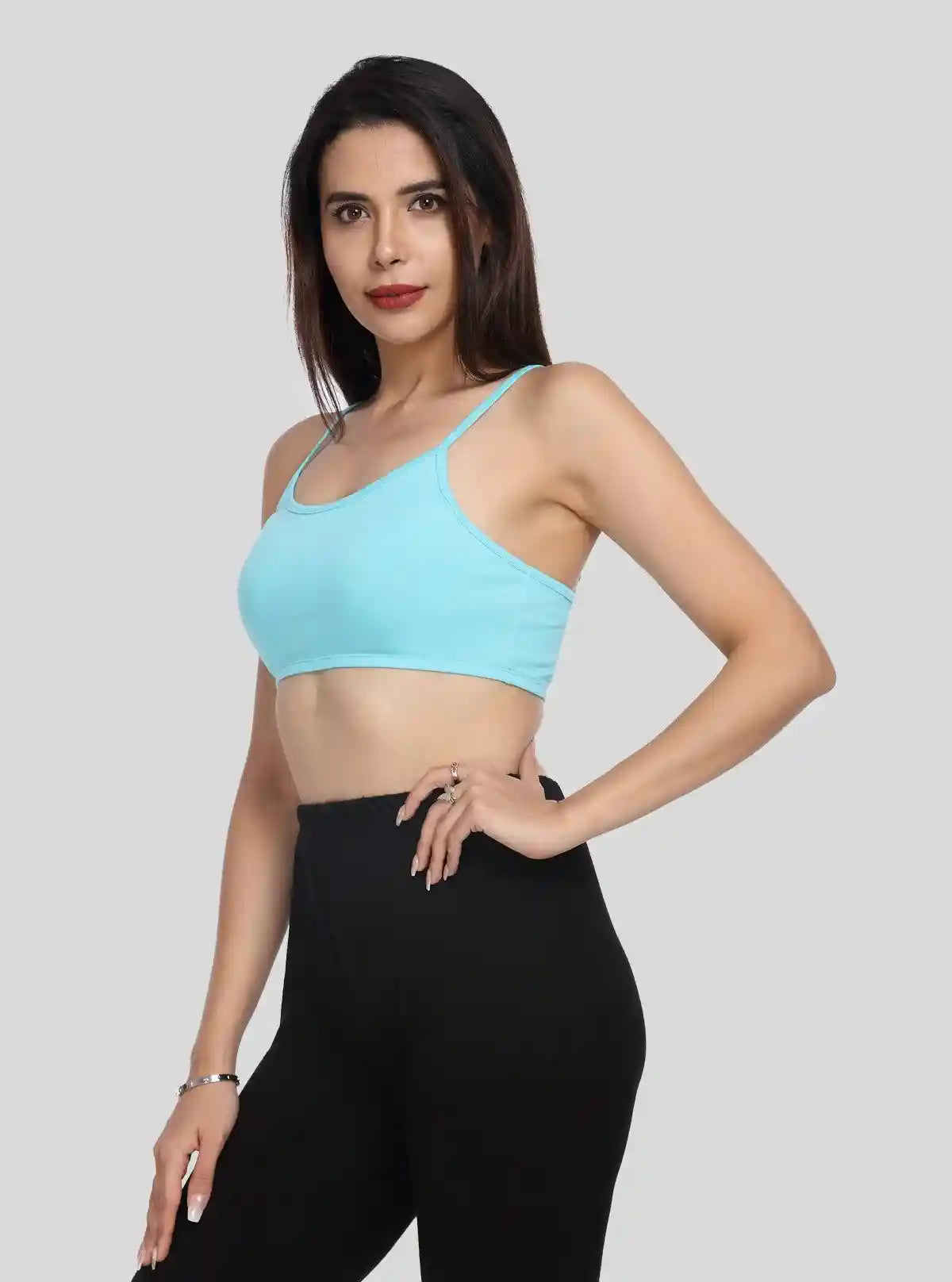 Women’s Turquoise Sports Bra with Straps – Stretch Cotton Jersey Comfort Fit | Buy Online at  Boer and Fitch