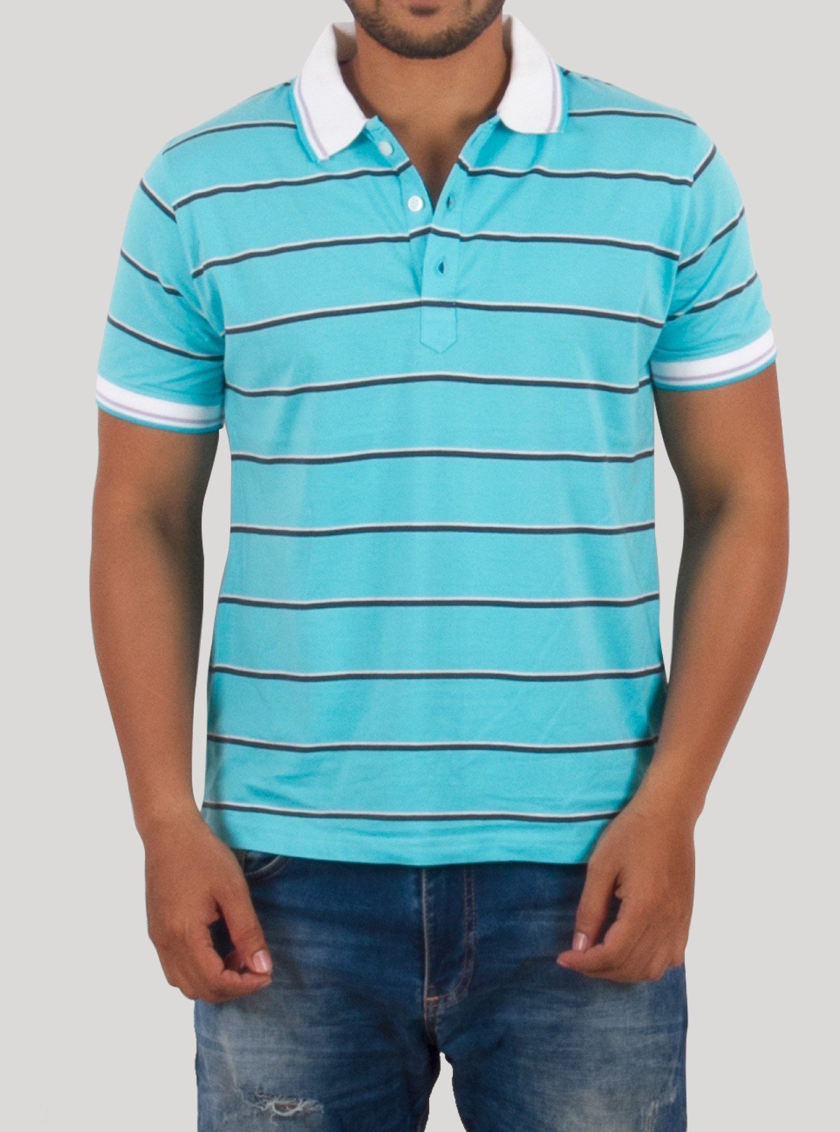 Blue Striped Polo T-Shirt for Men – Boer and Fitch - Boer and Fitch