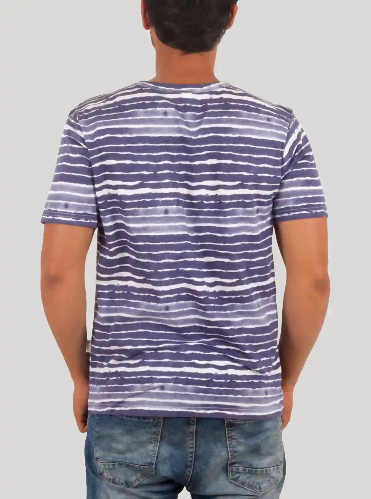 Blue Symmetrical Stripe Split Neck T-Shirt for Men – Boer and Fitch | Buy Online at  Boer and Fitch