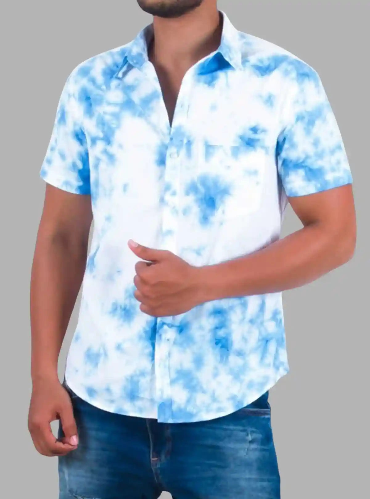 Men’s Sky Blue Tie & Dye Half Sleeve Shirt – Trendy & Comfortable | Boer & Fitch | Buy Online at  Boer and Fitch