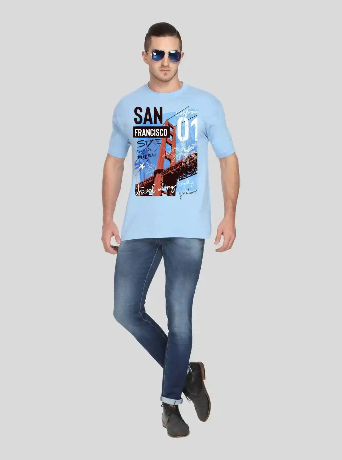 Boer & Fitch Men’s Blue San Francisco Graphic Print Cotton T-Shirt | Buy Online at  Boer and Fitch
