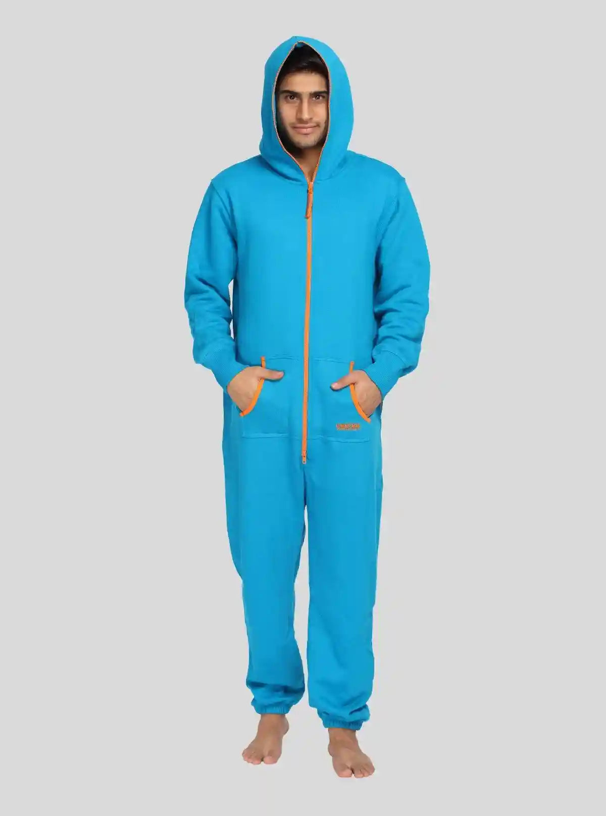 Men’s Blue Hooded Jumpsuit – Effortless Style with All-Day Comfort | Buy Online at  Boer and Fitch