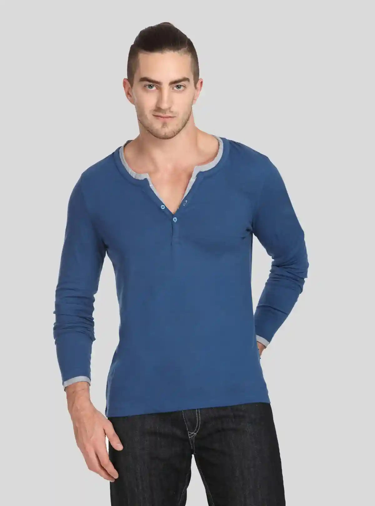 Men’s Royal Blue Solid Henley T-Shirt – Bold Color, Timeless Comfort | Buy Online at  Boer and Fitch