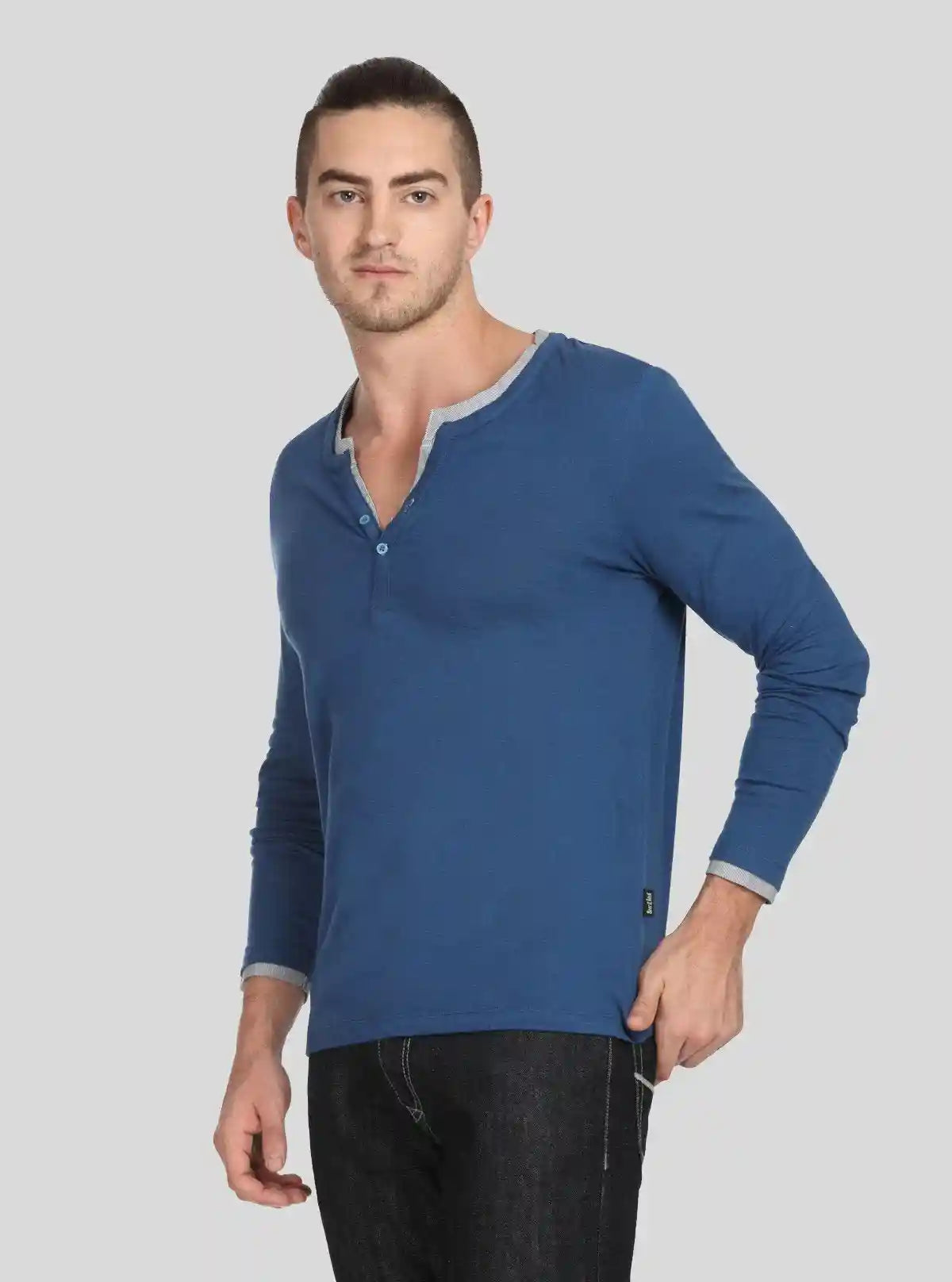 Men’s Royal Blue Solid Henley T-Shirt – Bold Color, Timeless Comfort | Buy Online at  Boer and Fitch
