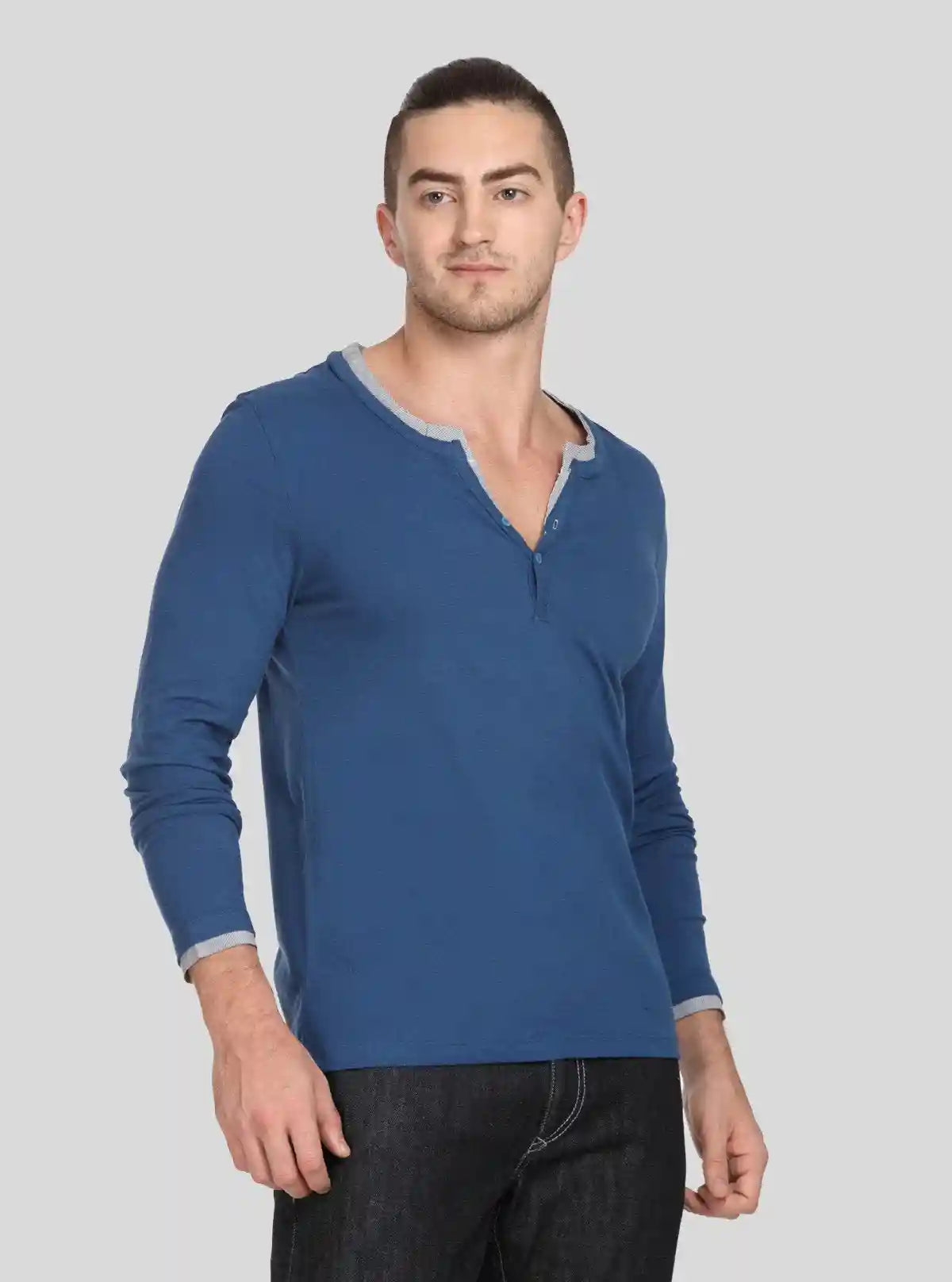 Men’s Royal Blue Solid Henley T-Shirt – Bold Color, Timeless Comfort | Buy Online at  Boer and Fitch