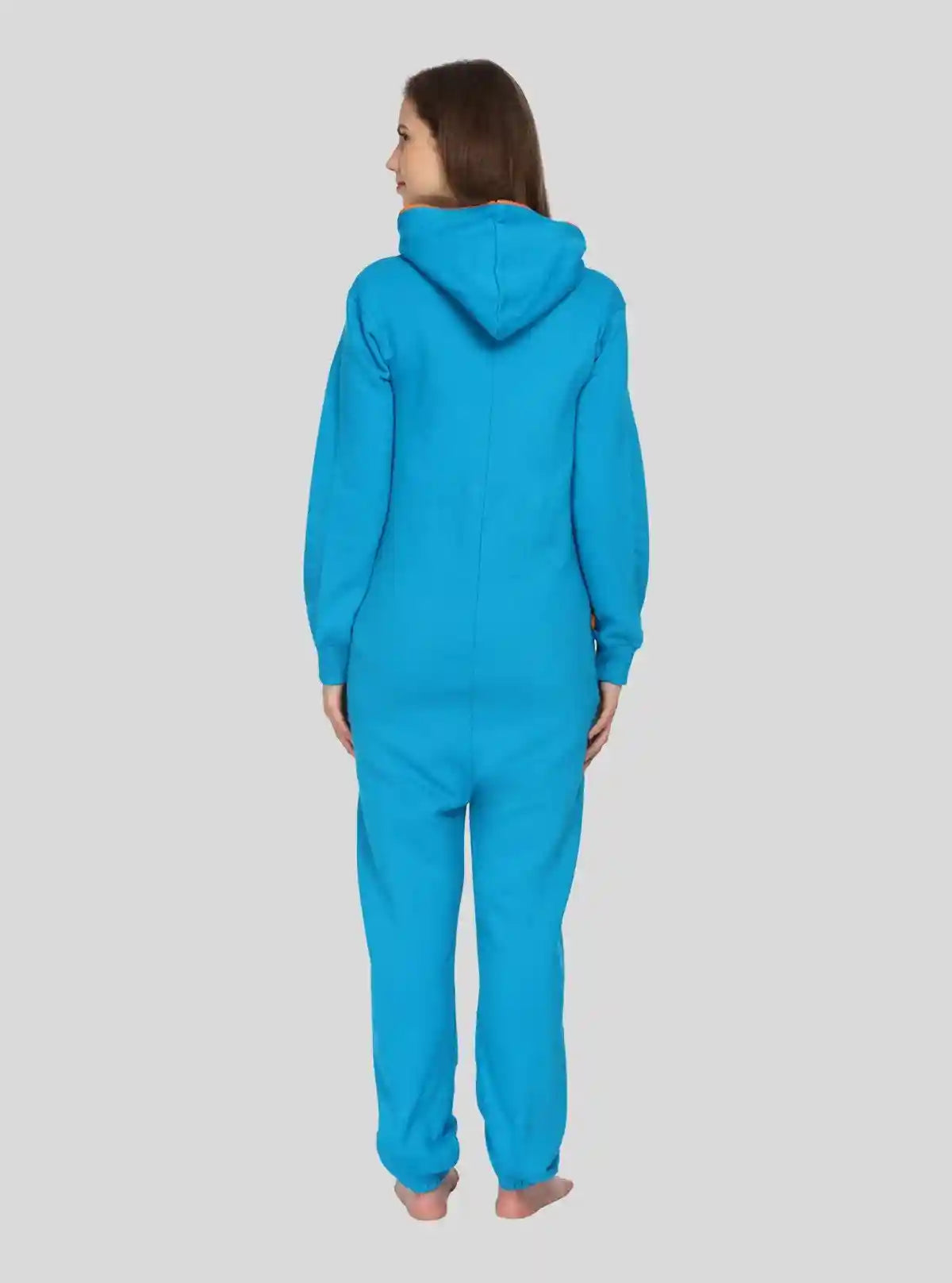 Women’s Blue Hooded Jumpsuit in Organic Cotton & Recycled Poly Blend | Buy Online at  Boer and Fitch