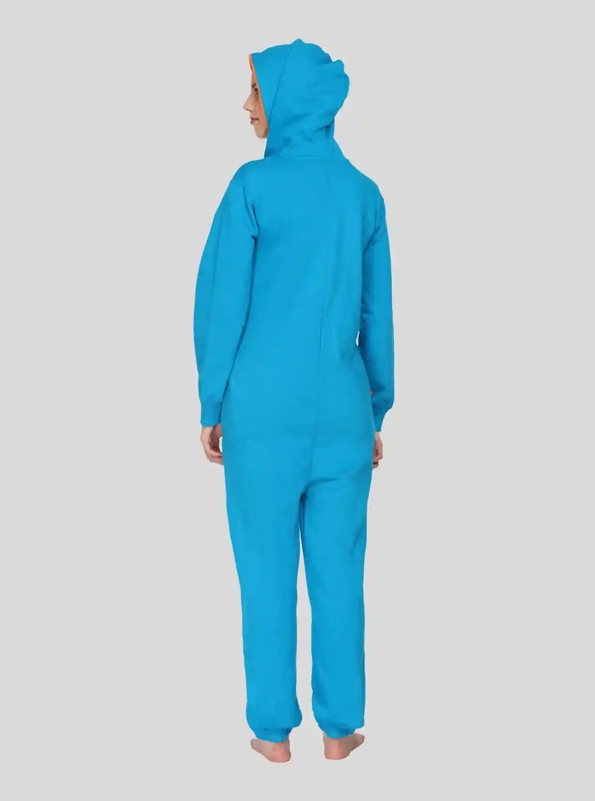 Women’s Blue Hooded Jumpsuit in Organic Cotton & Recycled Poly Blend | Buy Online at  Boer and Fitch